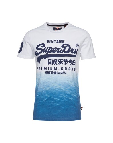 Superdry T-Shirt mit Logo-Print blau / weiß