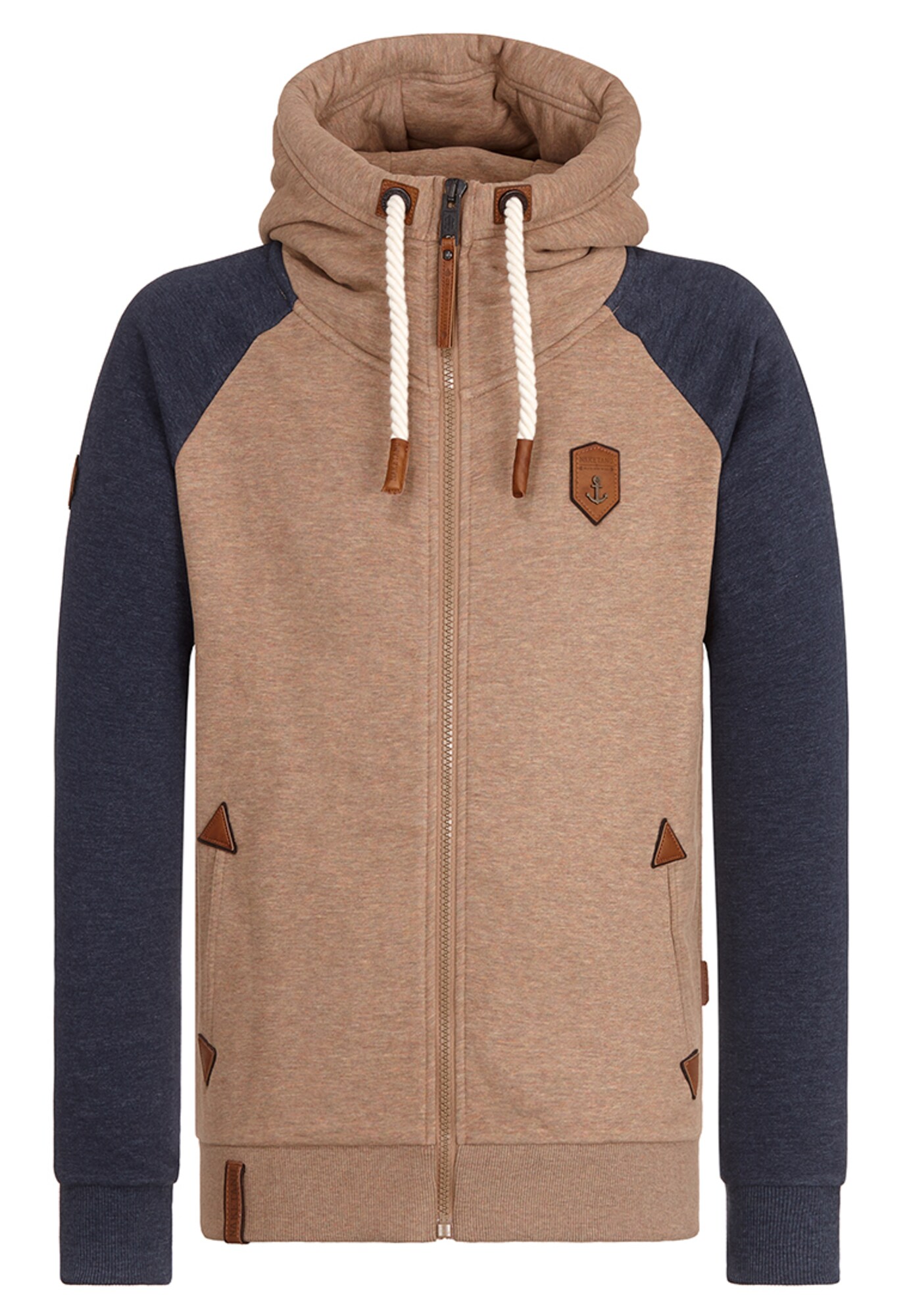 Naketano Male Zipped Jacket Fucking for Freedom III navy / hellbraun
