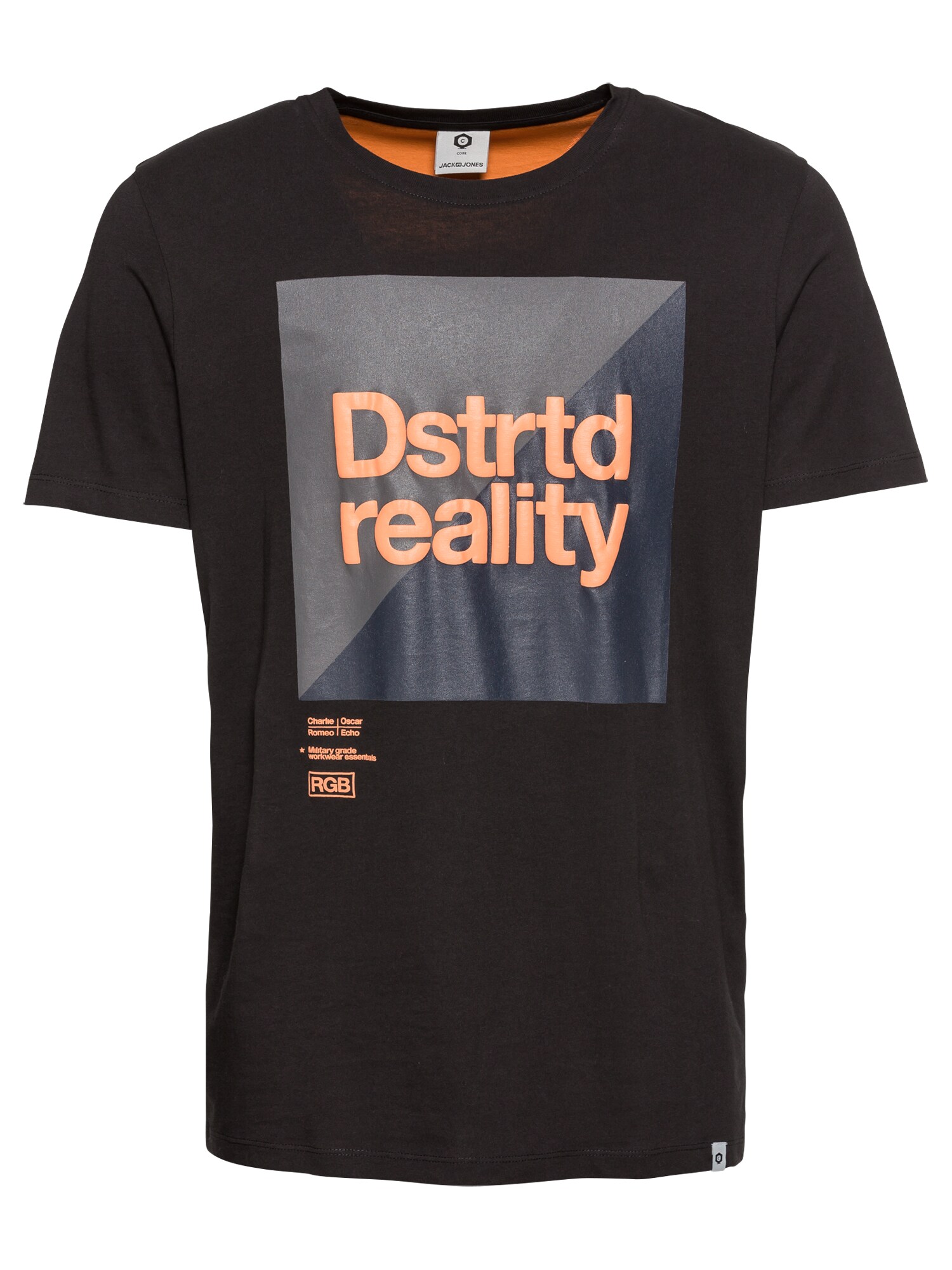 JACK & JONES T-Shirt JCOLOGAN TEE CREW NECK ZAL grau / schwarz