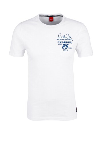 S.Oliver RED LABEL Flammgarnshirt mit Schriftprint weiß