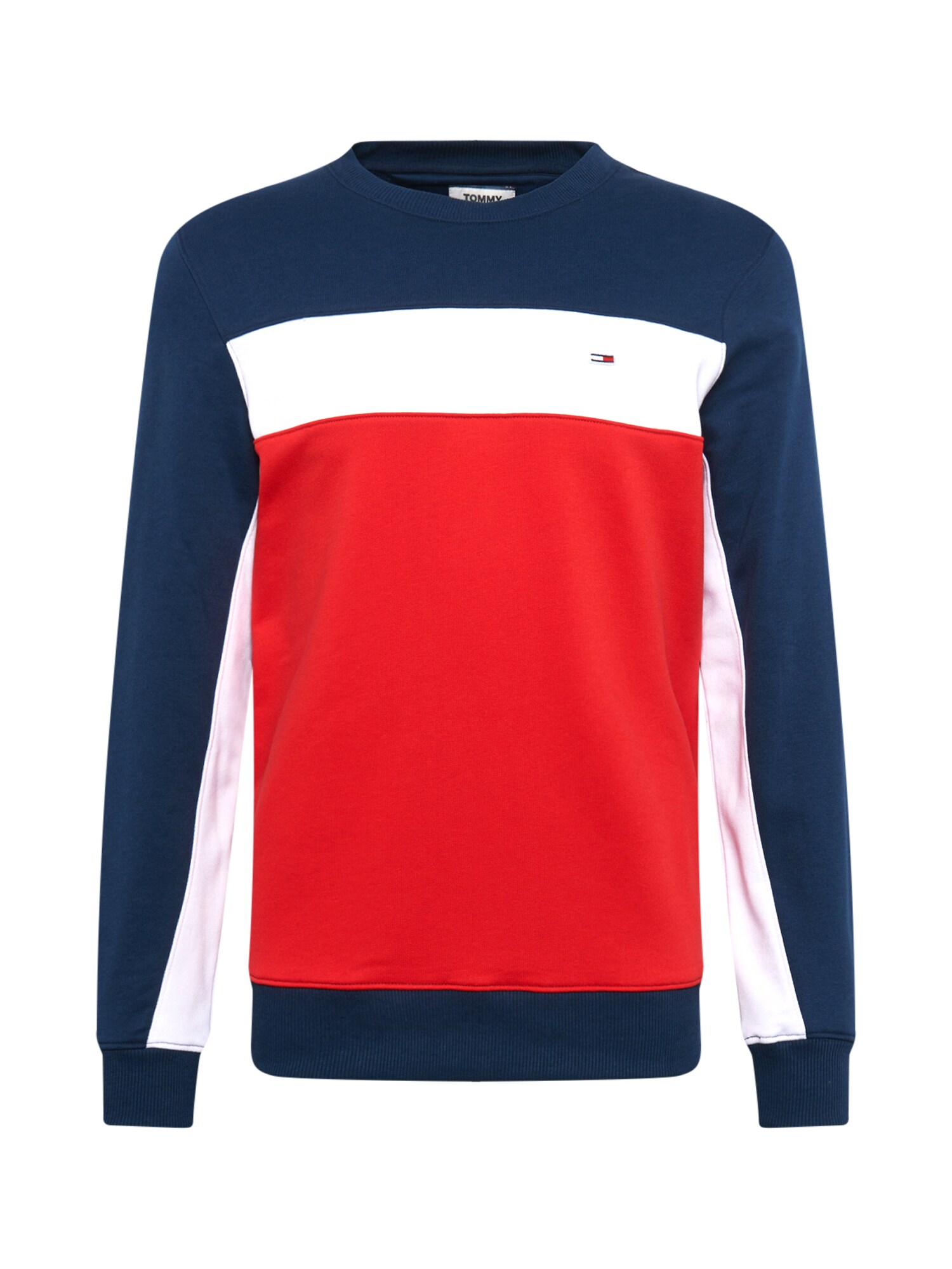 Tommy Jeans Sweatshirt ''''TJM COLORBLOCK CREW DE'''' dunkelblau / rot / weiß