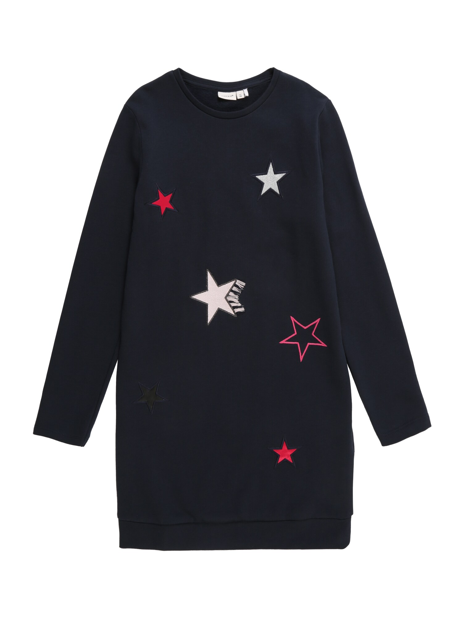 Name it Meisjes Jurk 'NKFSOMMER LS SWEAT DRESS BRU' donkerblauw / pink / zilver