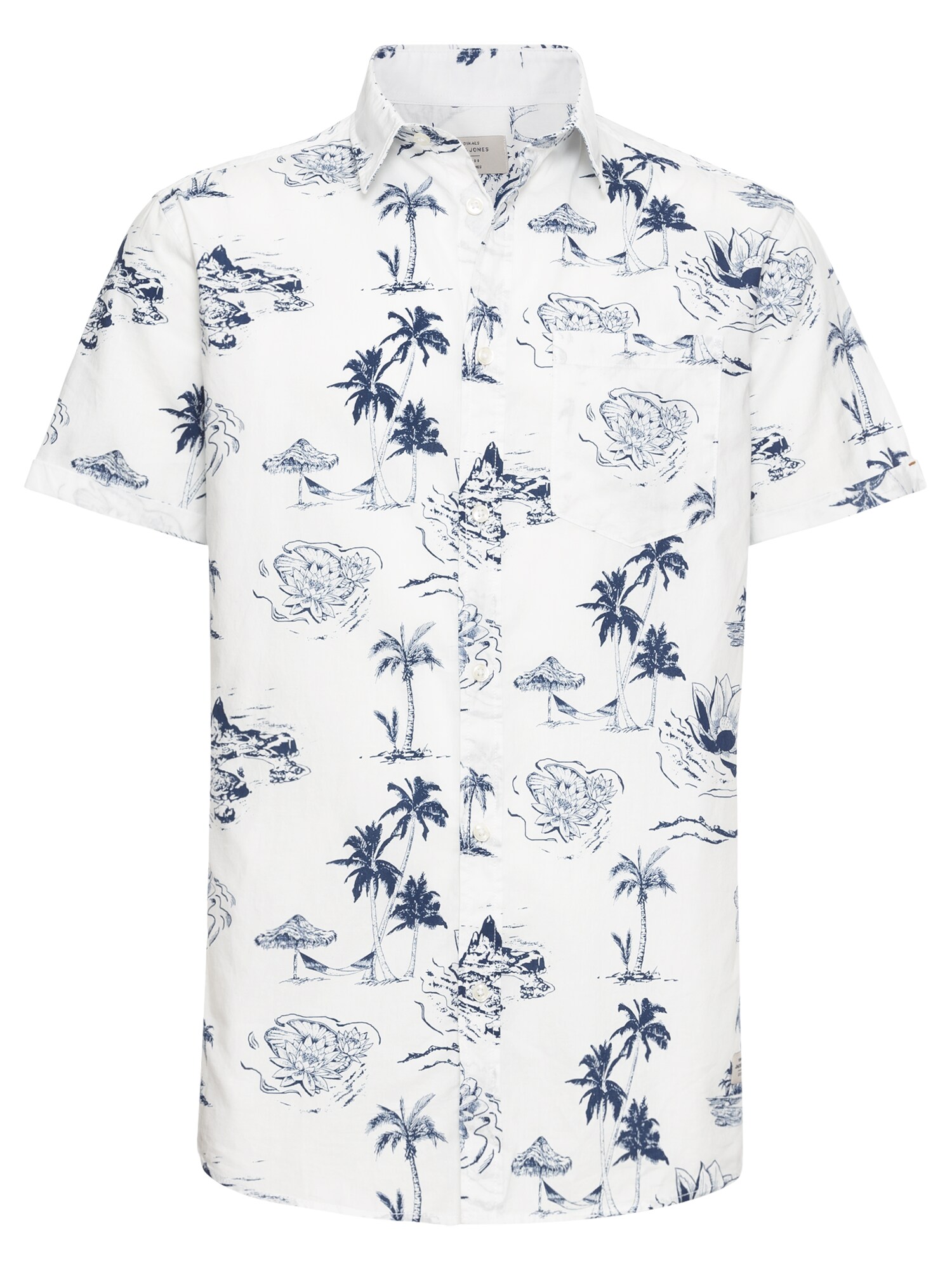 JACK & JONES Hemd JORADAM SHIRT SS blau / weiß