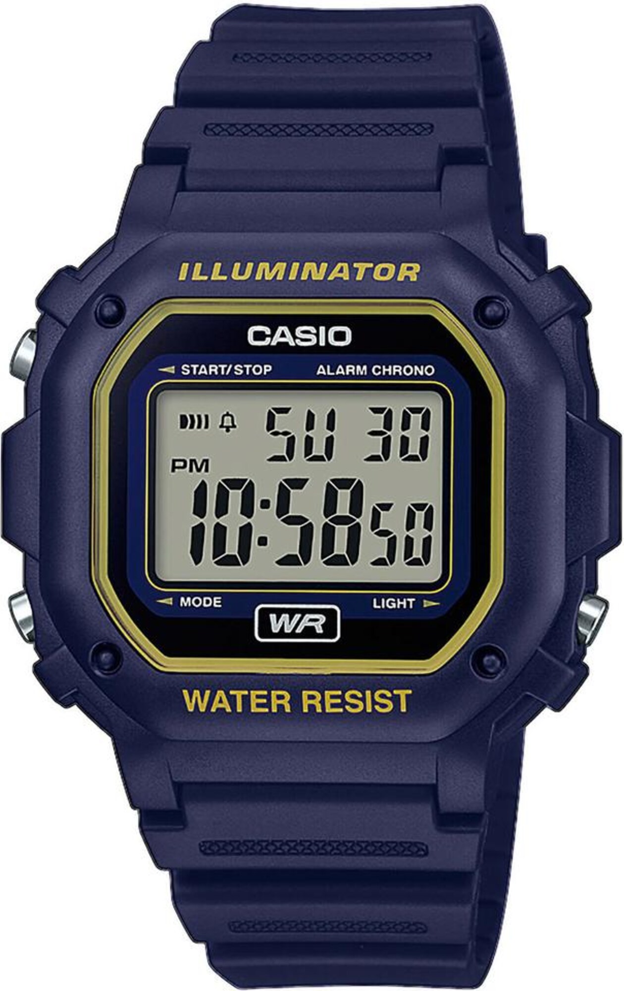 CASIO Digitaluhr ''''F-108WH-2A2EF'''' dunkelblau / zitronengelb