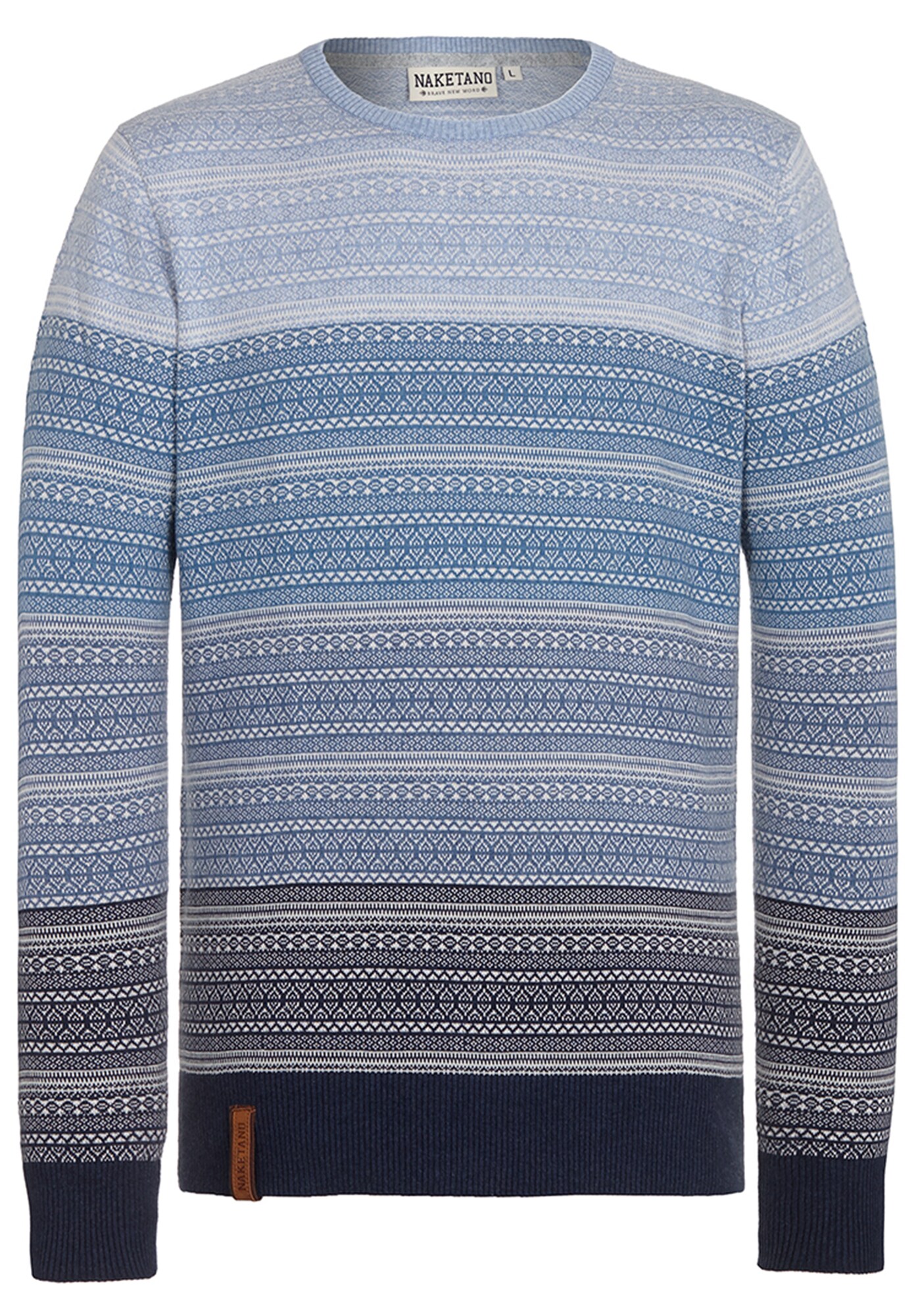 Naketano Strickpullover blau / rauchblau / weiß