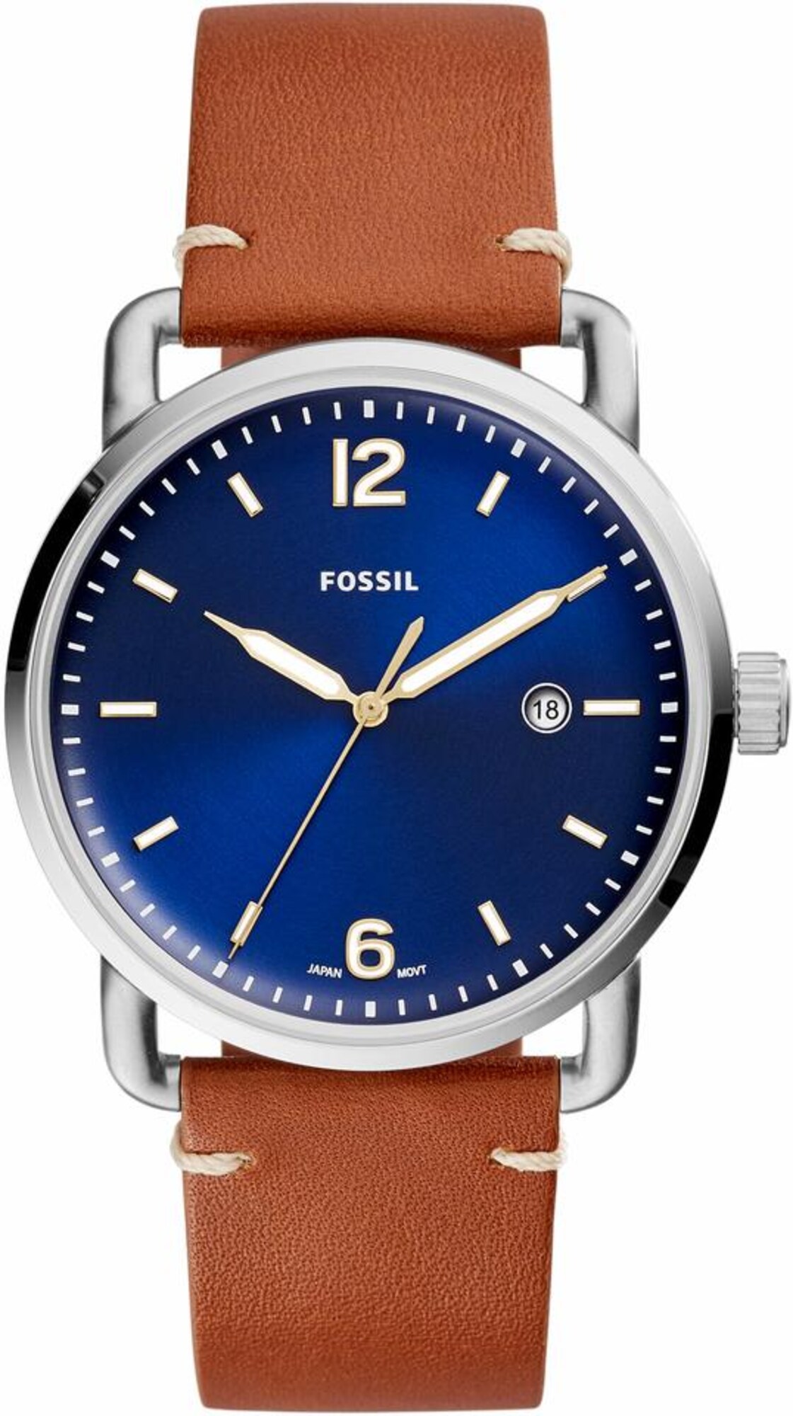 FOSSIL Quarzuhr ''''THE COMMUTER 3H DATE'''' braun / silber
