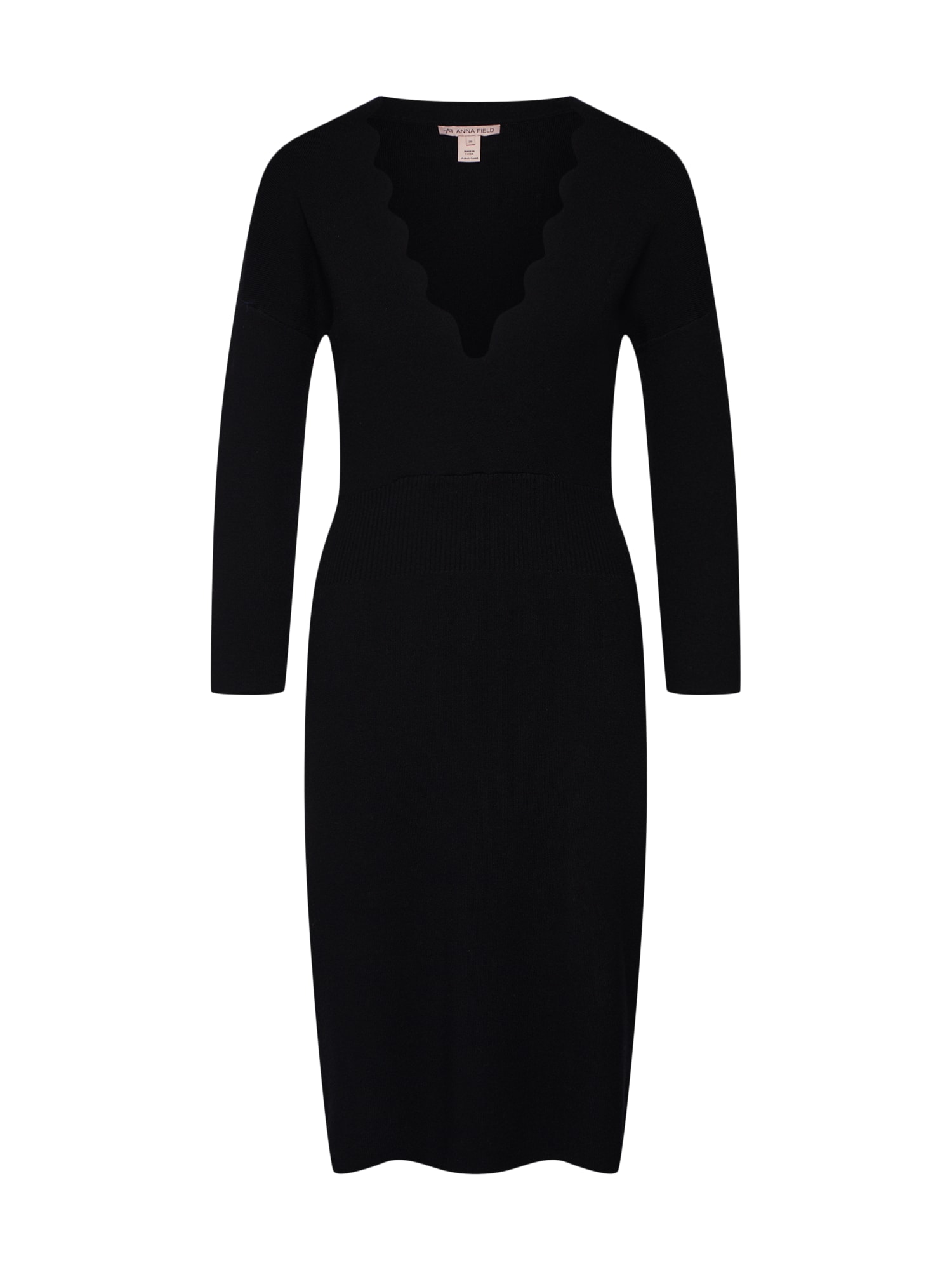 Anna Field Gebreide jurk 'scallop overlap dress' zwart