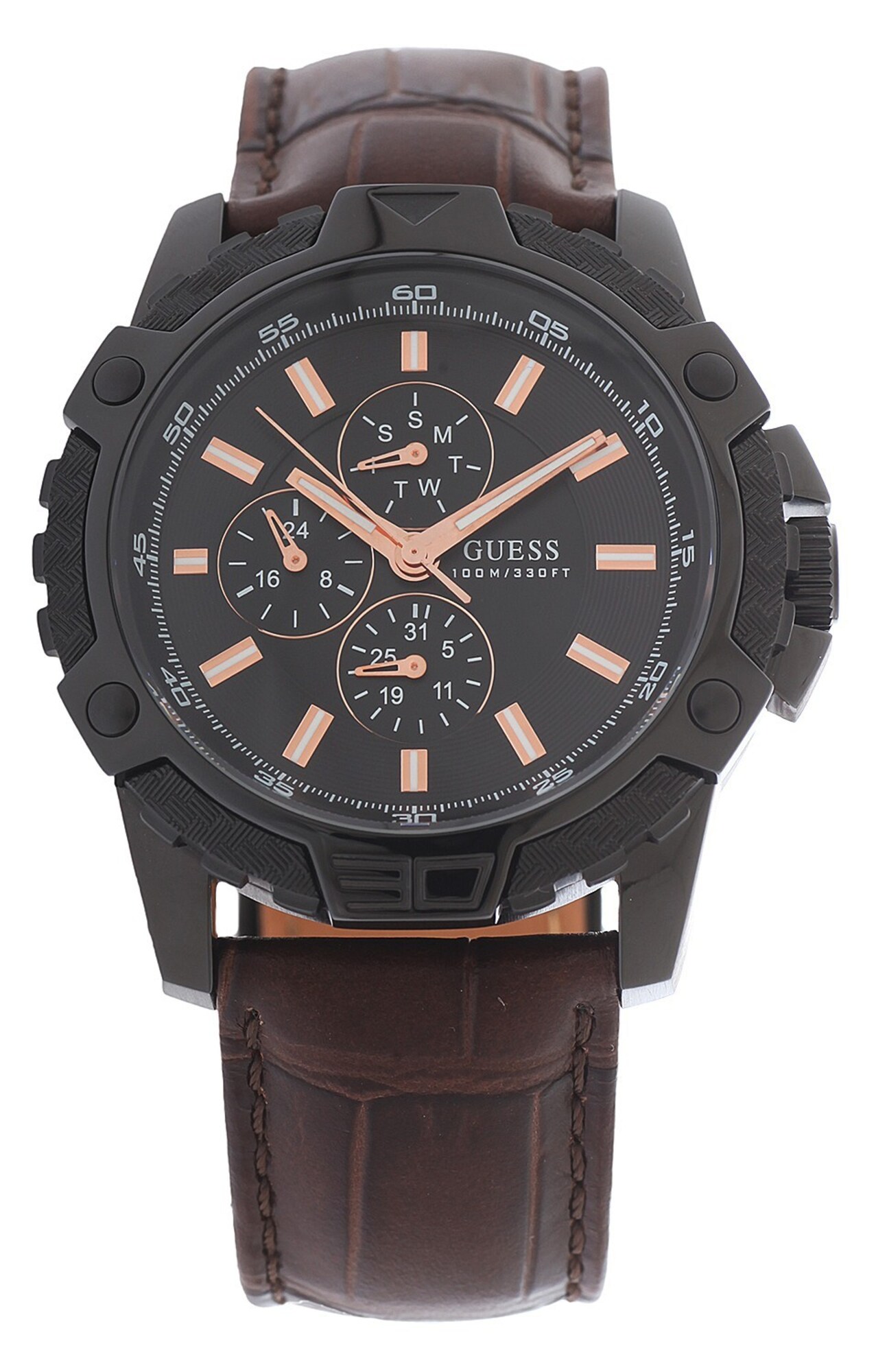 GUESS Armbanduhr dunkelbraun / bronze