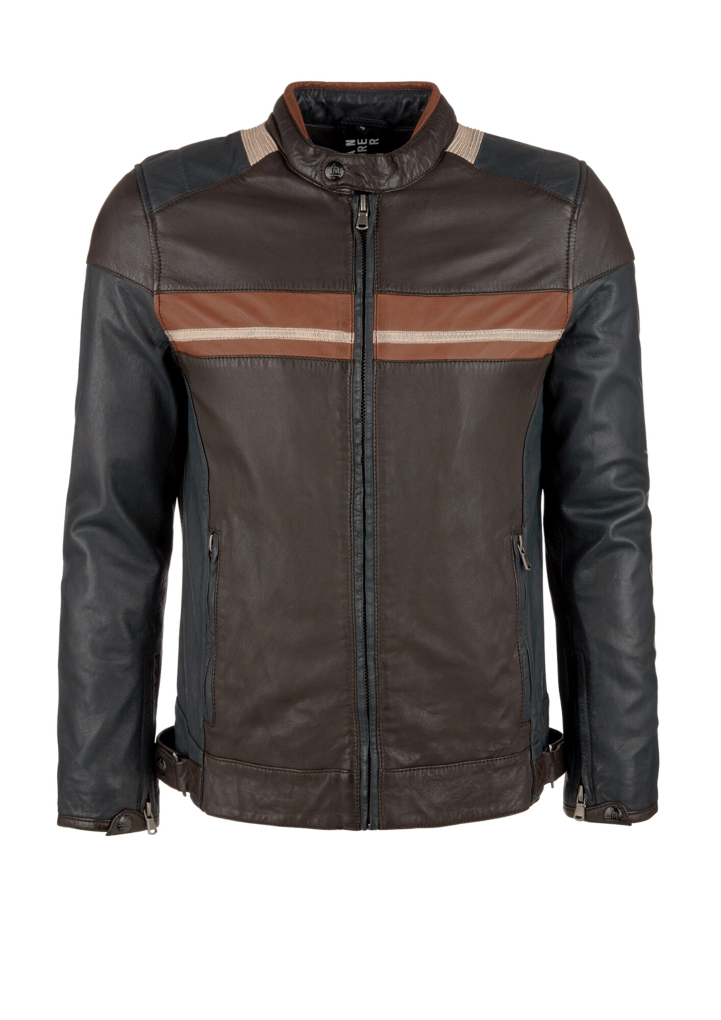 S.Oliver Bikerjacke beige / navy / karamell / schoko