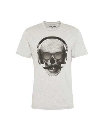 YOURTURN T-Shirt Cool face / bald mustache graumeliert