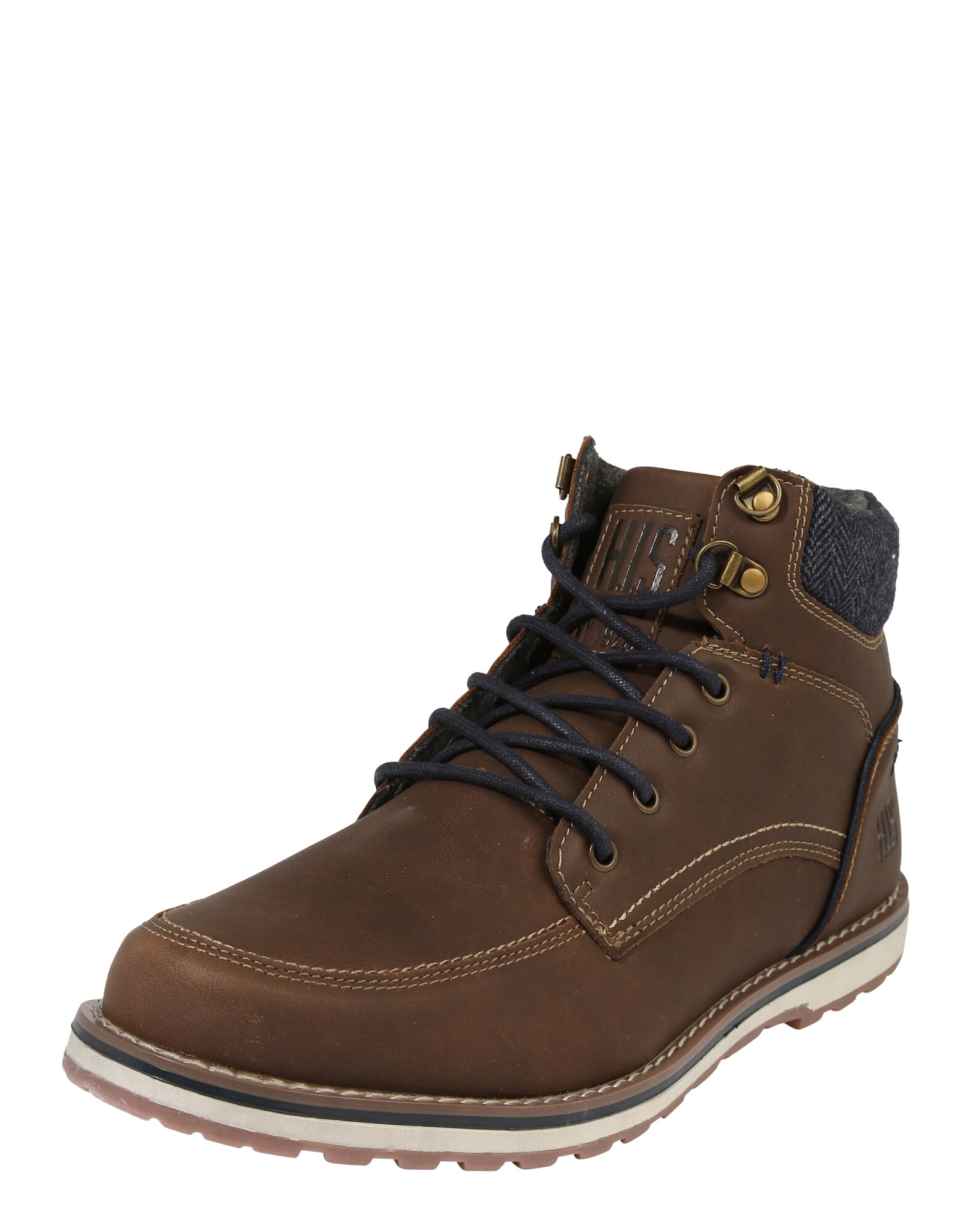 H.I.S Schnürstiefel mit Textil-Einsatz dunkelbraun