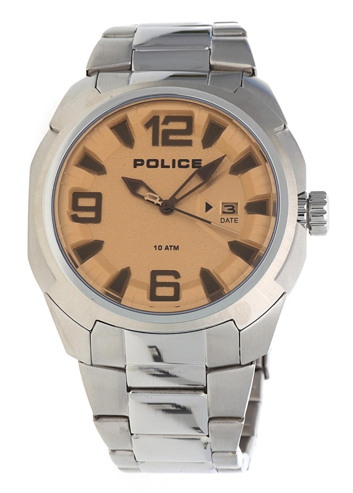 POLICE Armbanduhr P13836JS-04MA hellbraun / silber