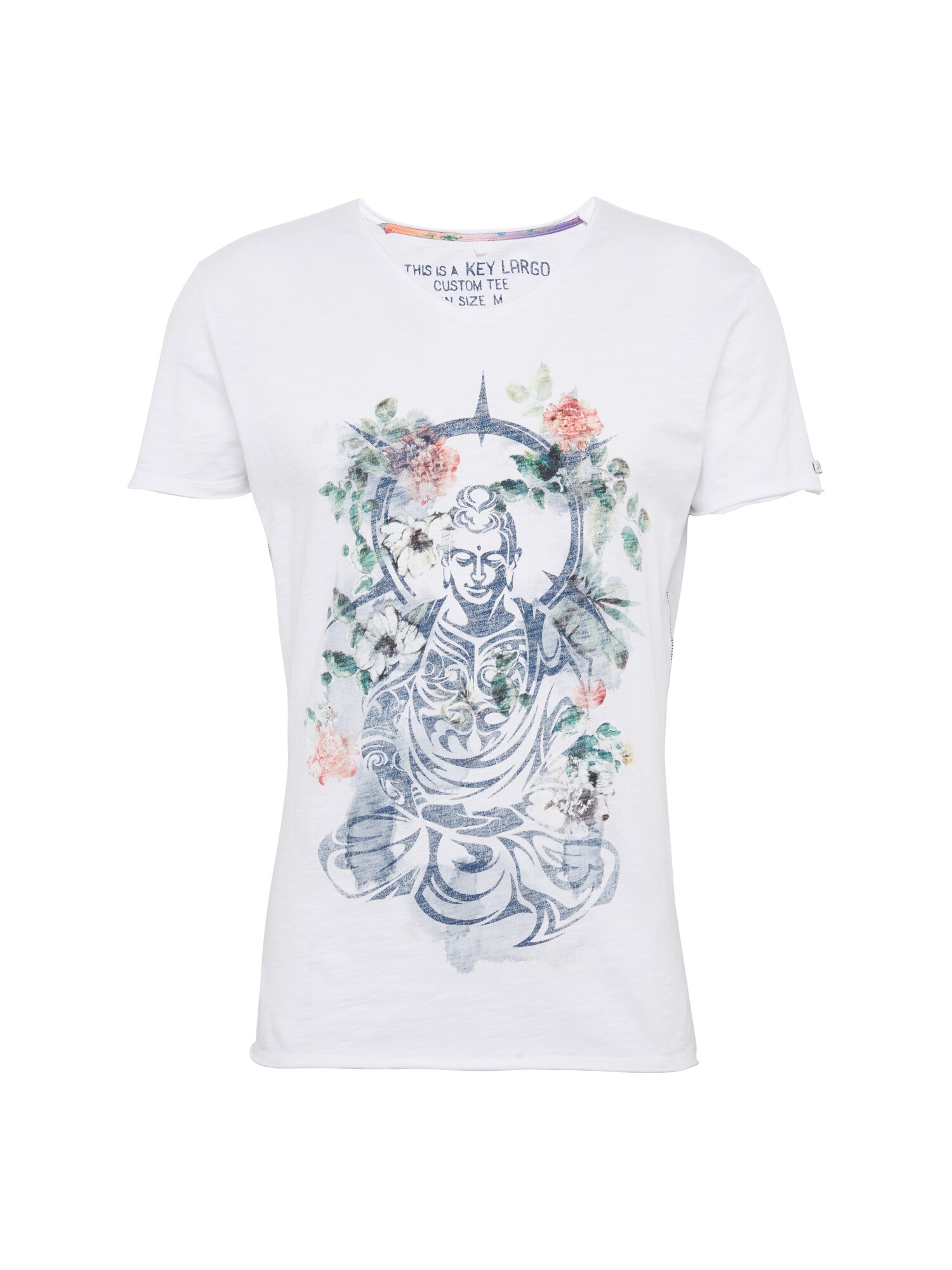 Key Largo T-Shirt ''''MT BUDDHA v-neck'''' grau / weiß