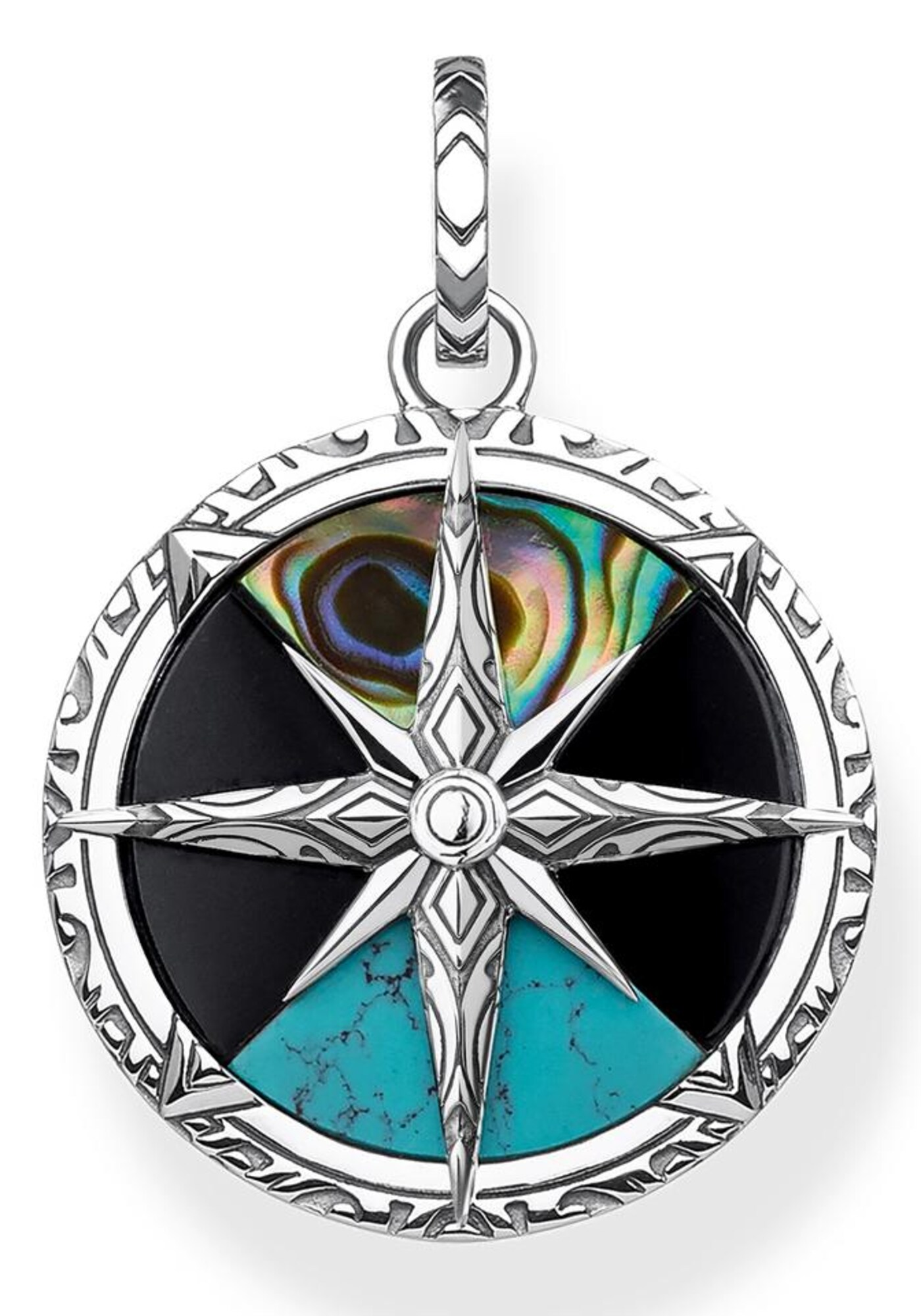 Thomas Sabo Kettenanhänger ''''Kompass Klein, PE833-980-7'''' türkis / mischfarben / schwarz / silber
