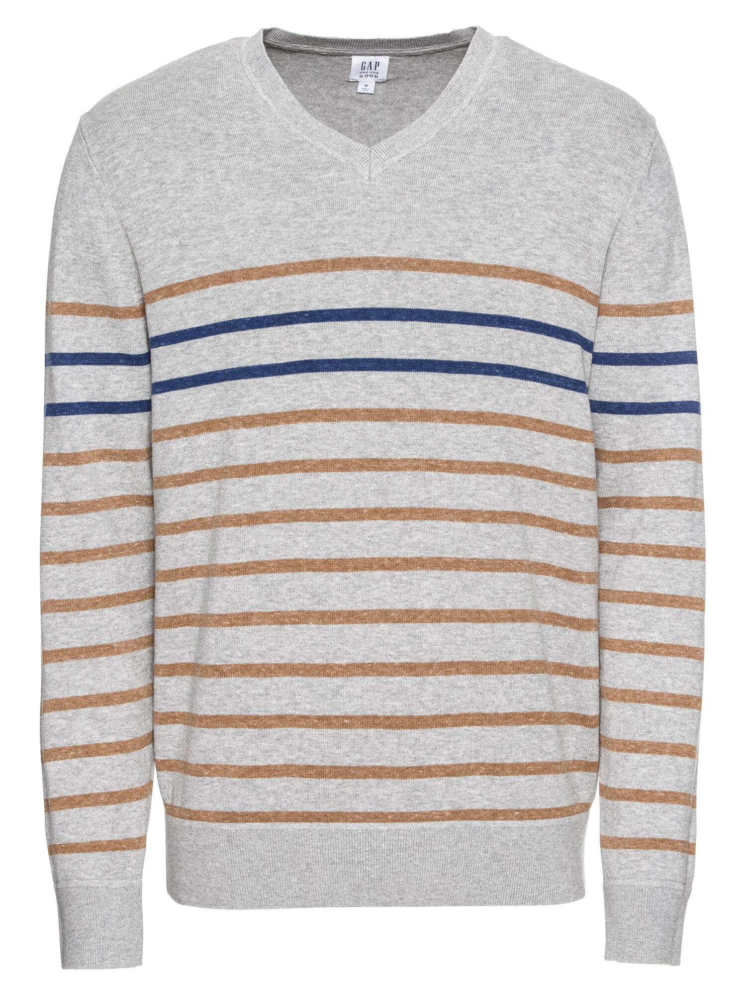 GAP Pullover V-CTTN BRETON STRIPE VEE hellgrau