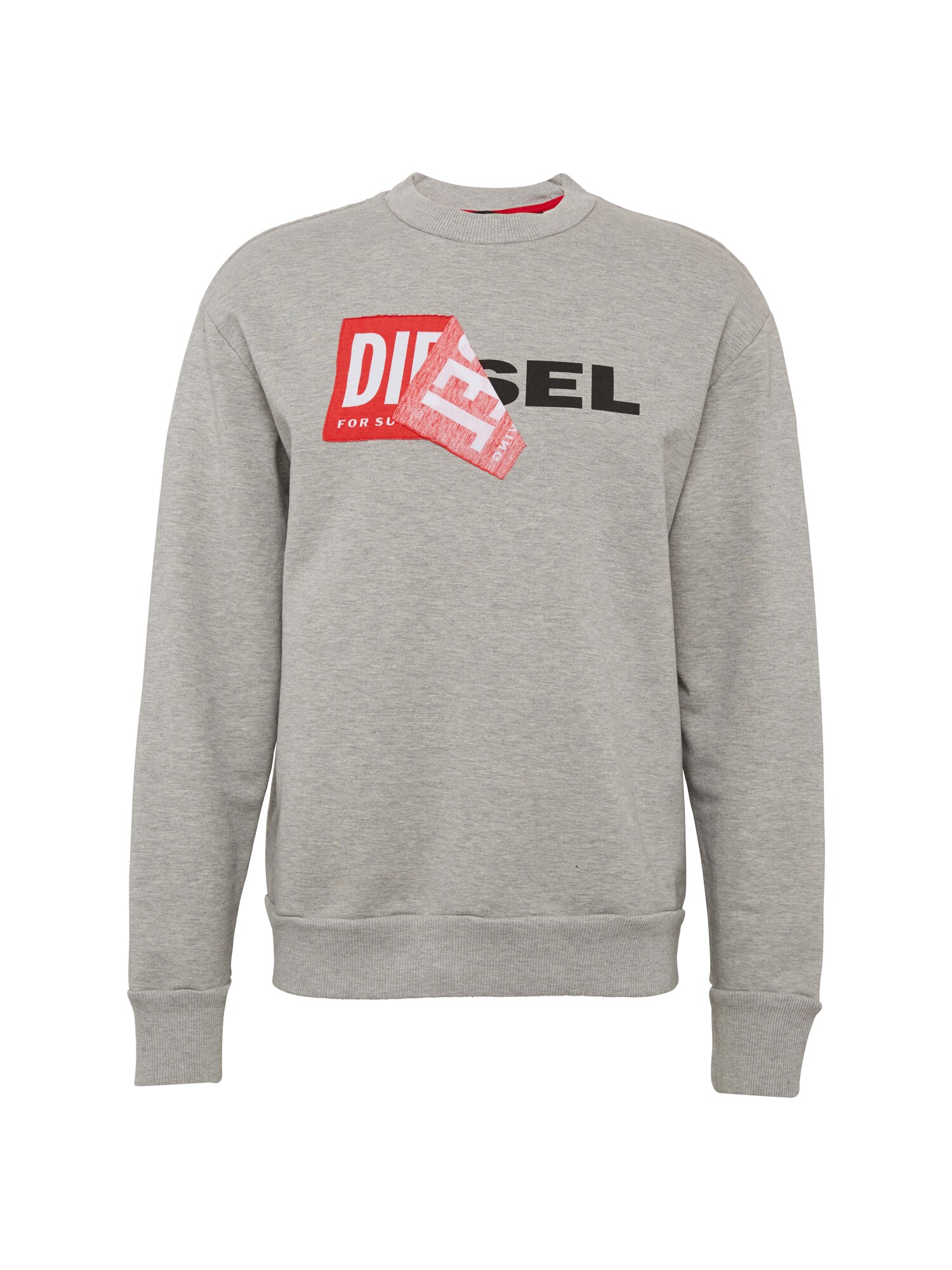DIESEL Sweatshirt S-SAMY graumeliert / rot / schwarz