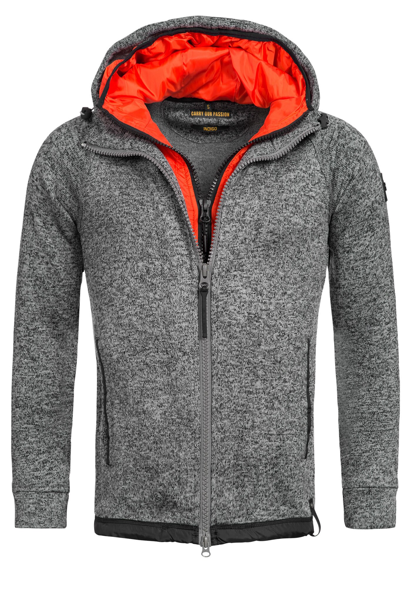 INDICODE JEANS Jacke ''''Gaspard'''' graumeliert / orangerot