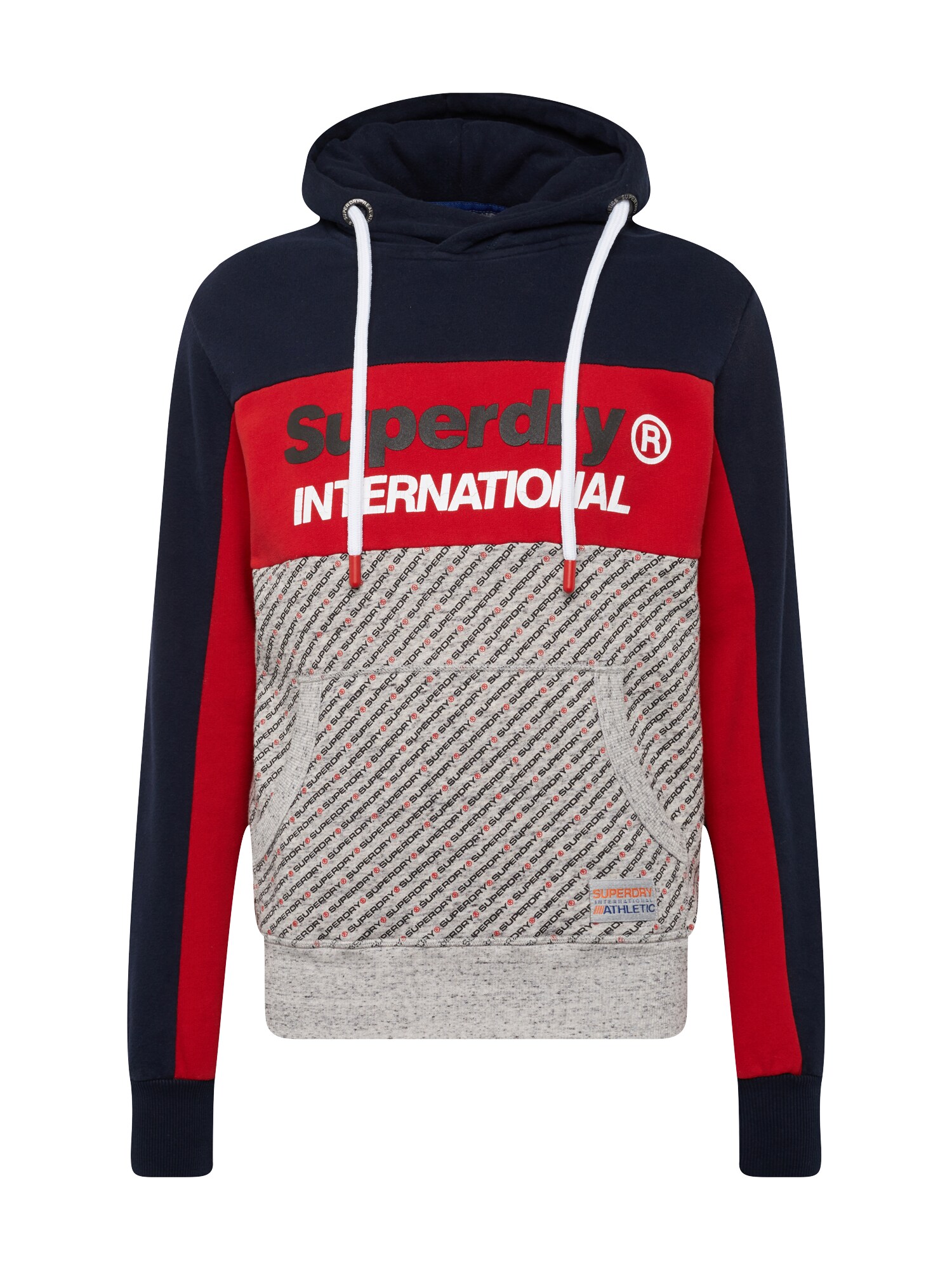 Superdry Sweatshirt ''''Trophy Micro Aop Track'''' navy / graumeliert / rot