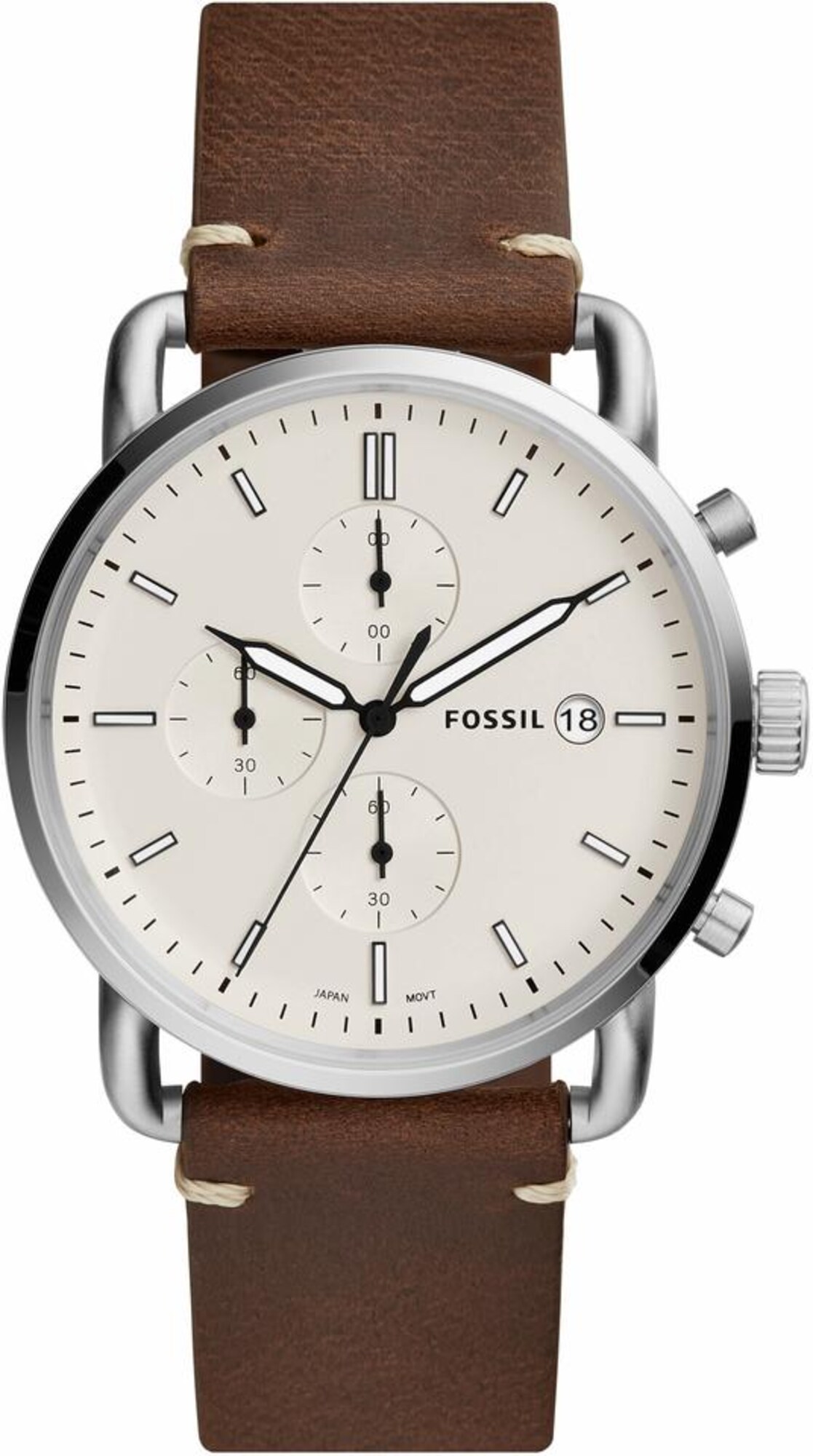 FOSSIL Chronograph THE COMMUTER CHRONO, FS5402 braun / silber / weiß
