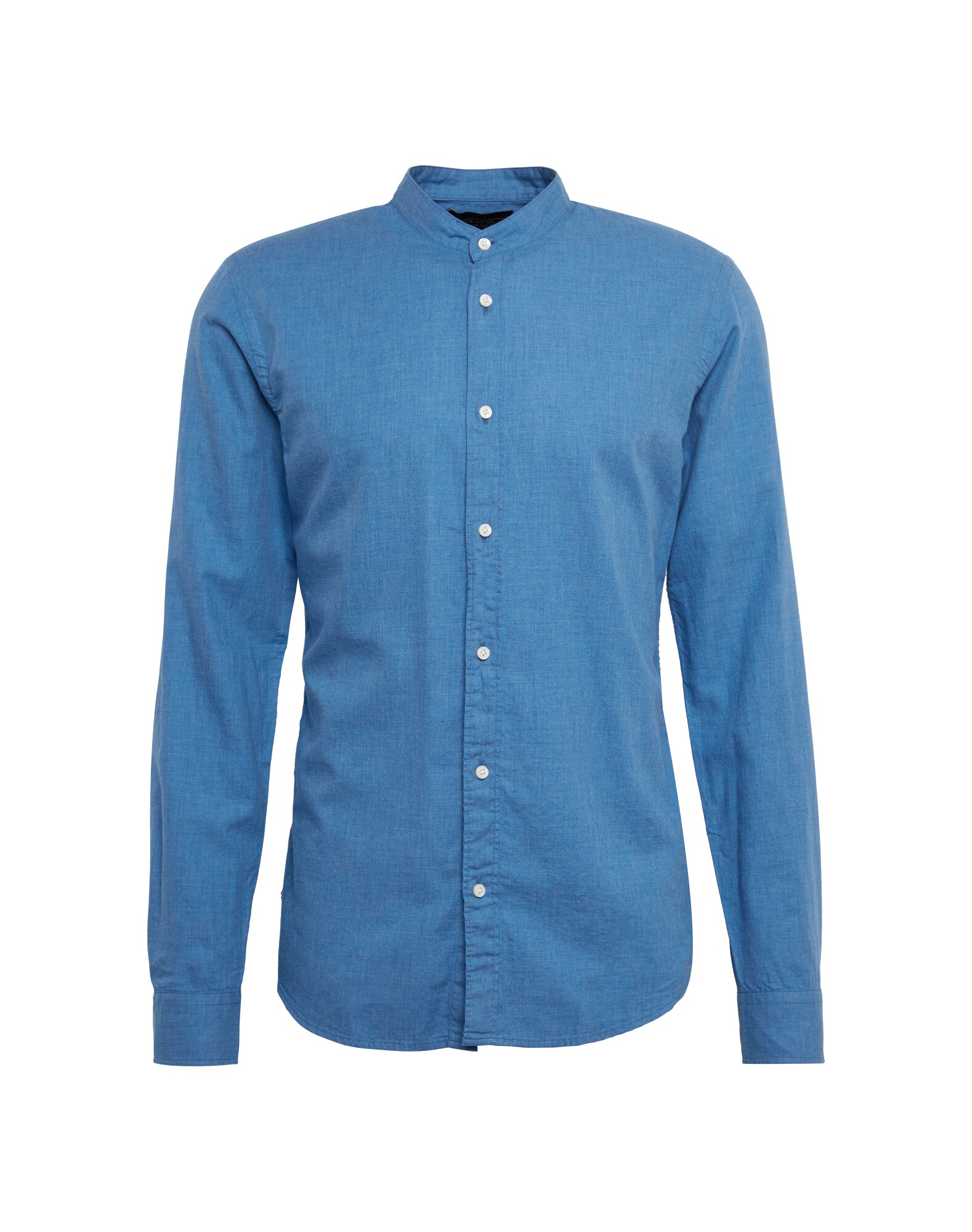 SCOTCH & SODA Hemd Collarless shirt in light weight brushed cotton melange qual blau
