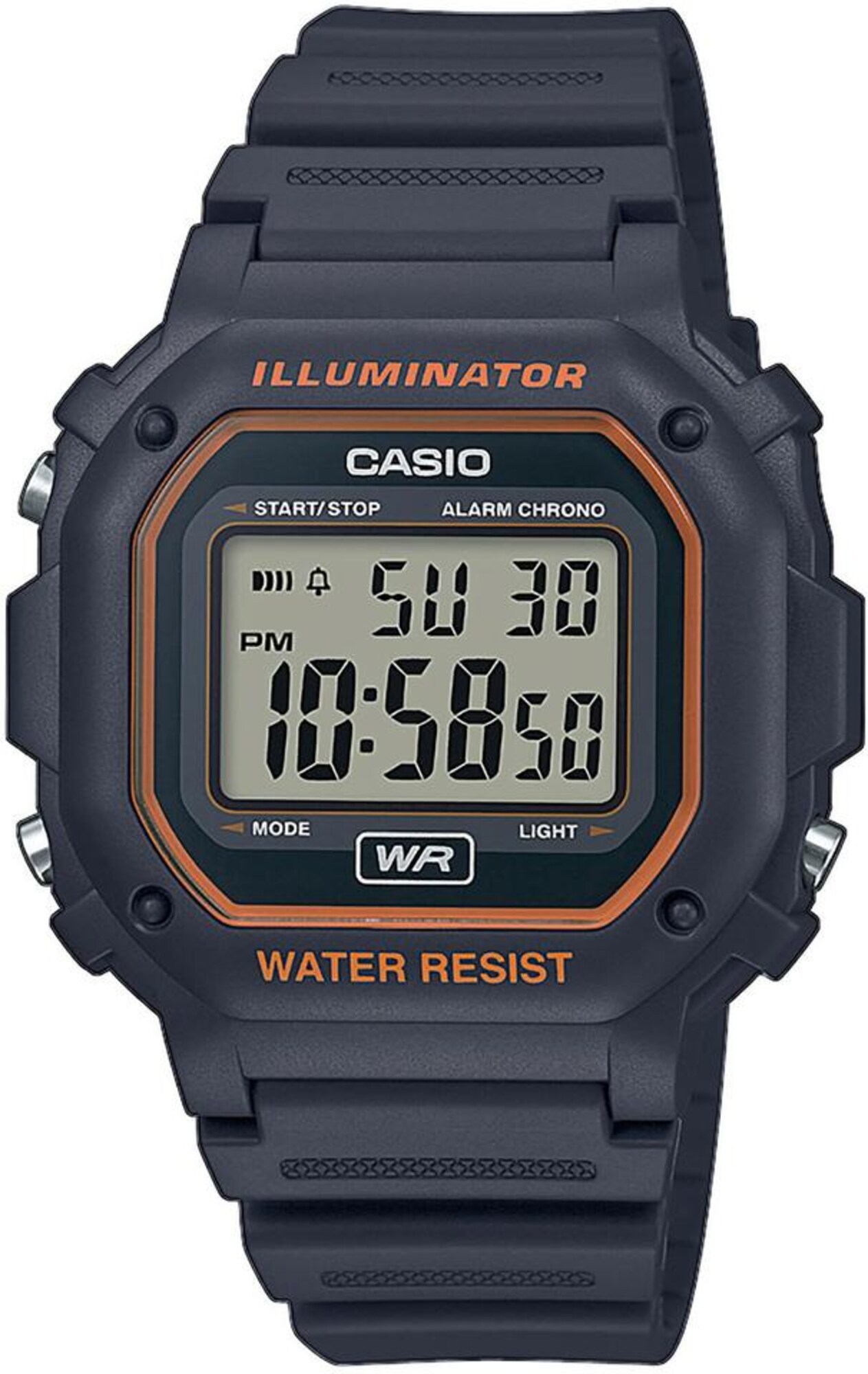 CASIO Digitaluhr ''''F-108WH-8A2EF'''' anthrazit / neonorange