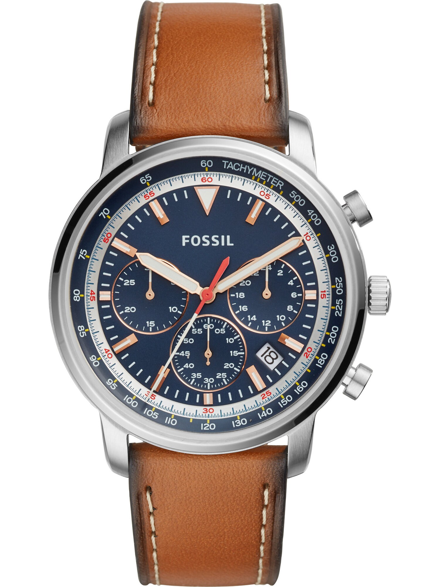 FOSSIL Chronograph ''''GOODWIN FS5414'''' nachtblau / braun / silber