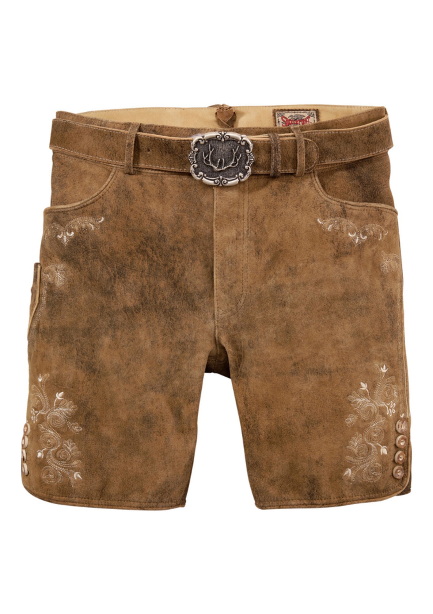 STOCKERPOINT Trachtenlederhose kurz Herren mit Stickerei braun