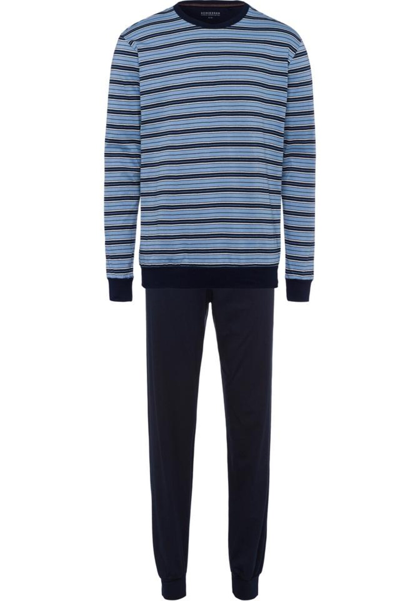 SCHIESSER Pyjama nachtblau / himmelblau / hellgrau