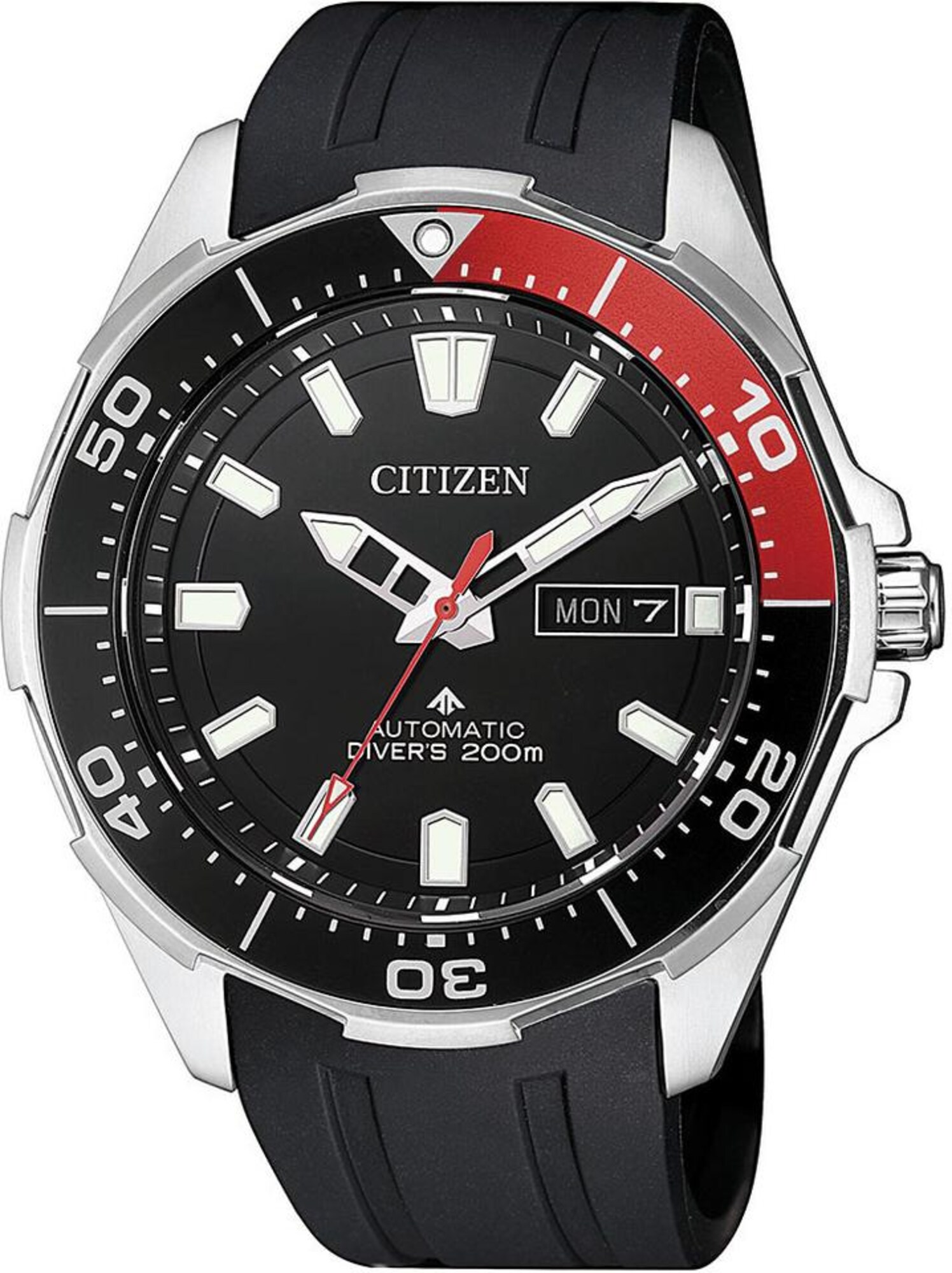 CITIZEN Taucheruhr ''''Promaster Marine Automatic Diver, NY0076-10EE'''' pastellrot / schwarz / silber
