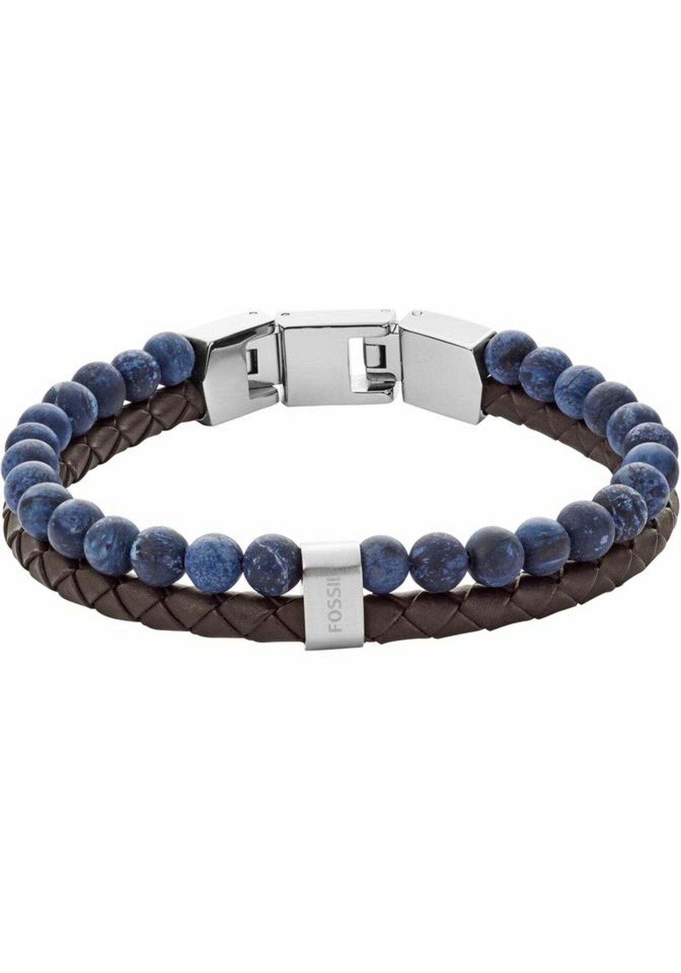 FOSSIL Armband VINTAGE CASUAL, JF02830040 blau / braun / silber