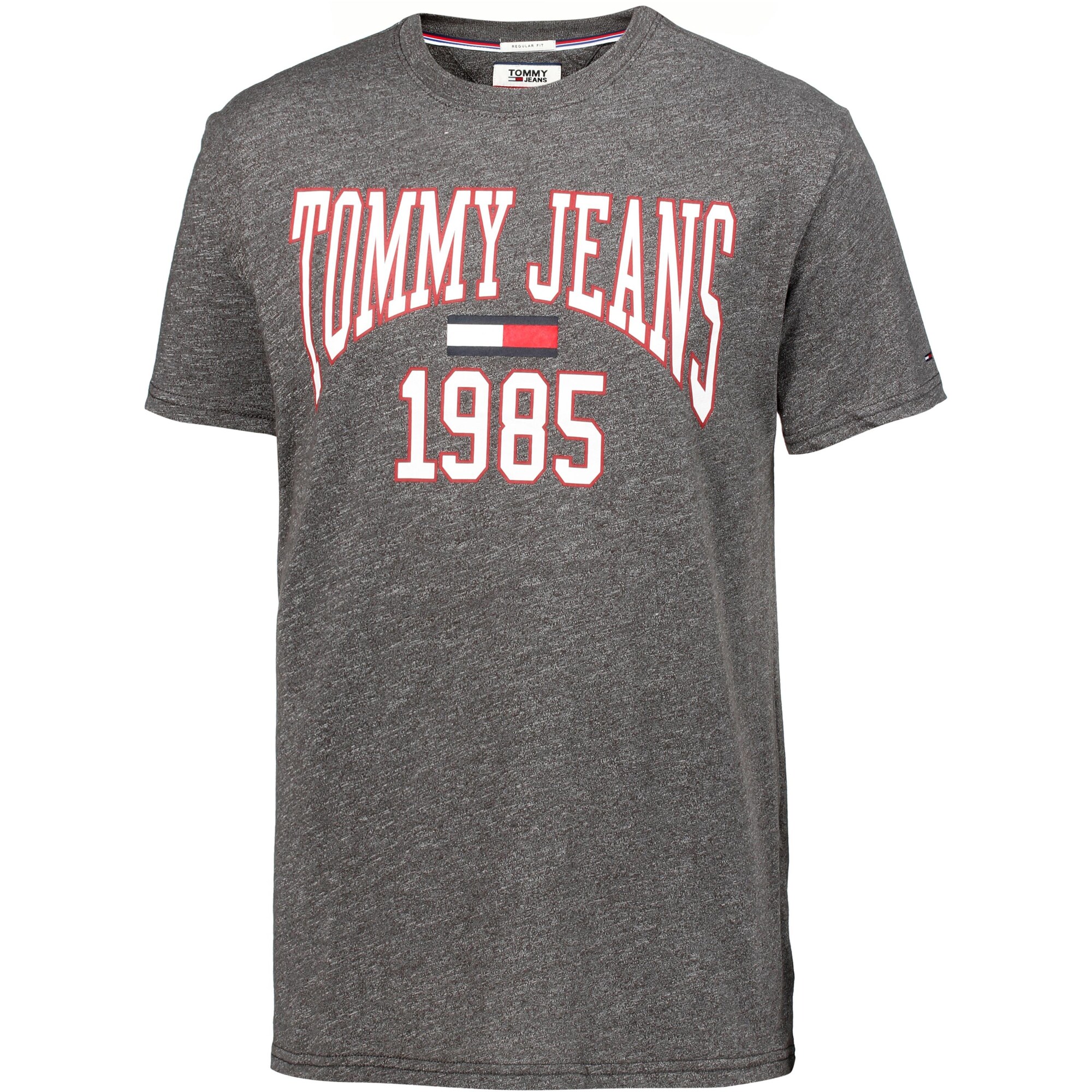 Tommy Jeans T-Shirt graumeliert / rot / weiß