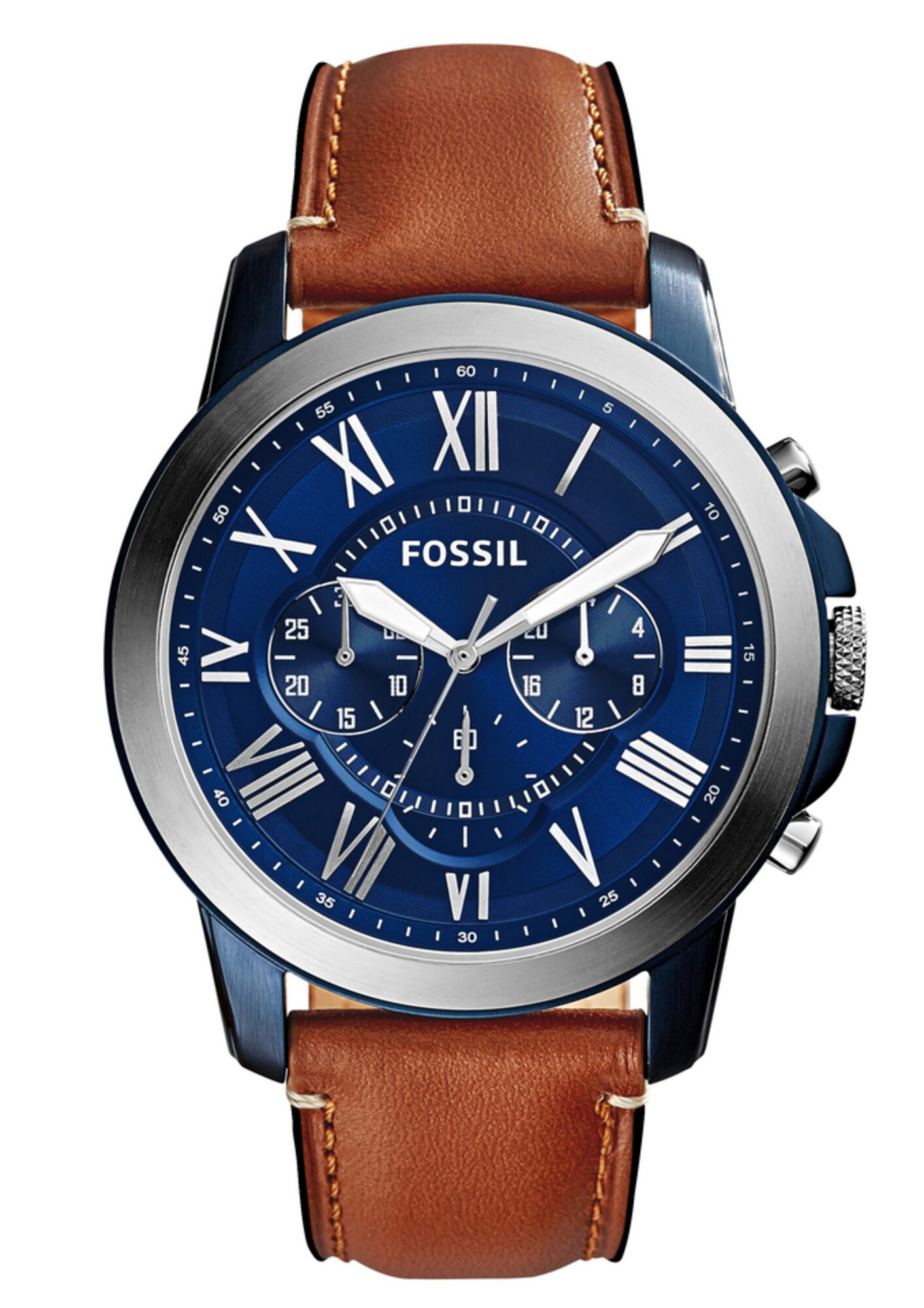 FOSSIL Chronograph »GRANT« marine / hellbraun / silber
