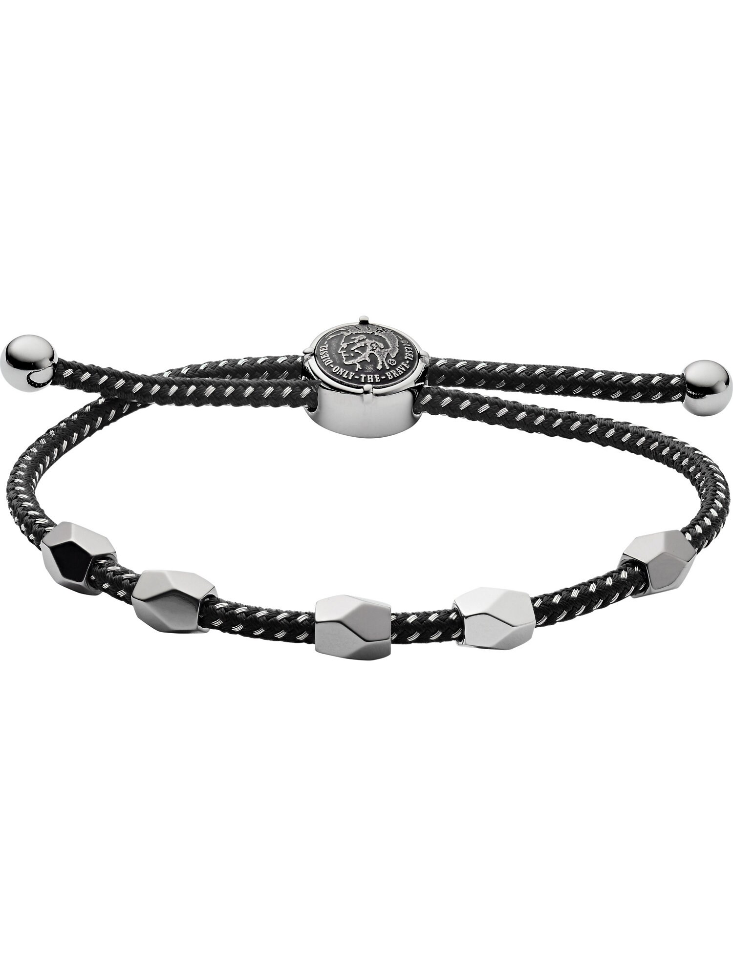 DIESEL Herrenarmband schwarz / silber