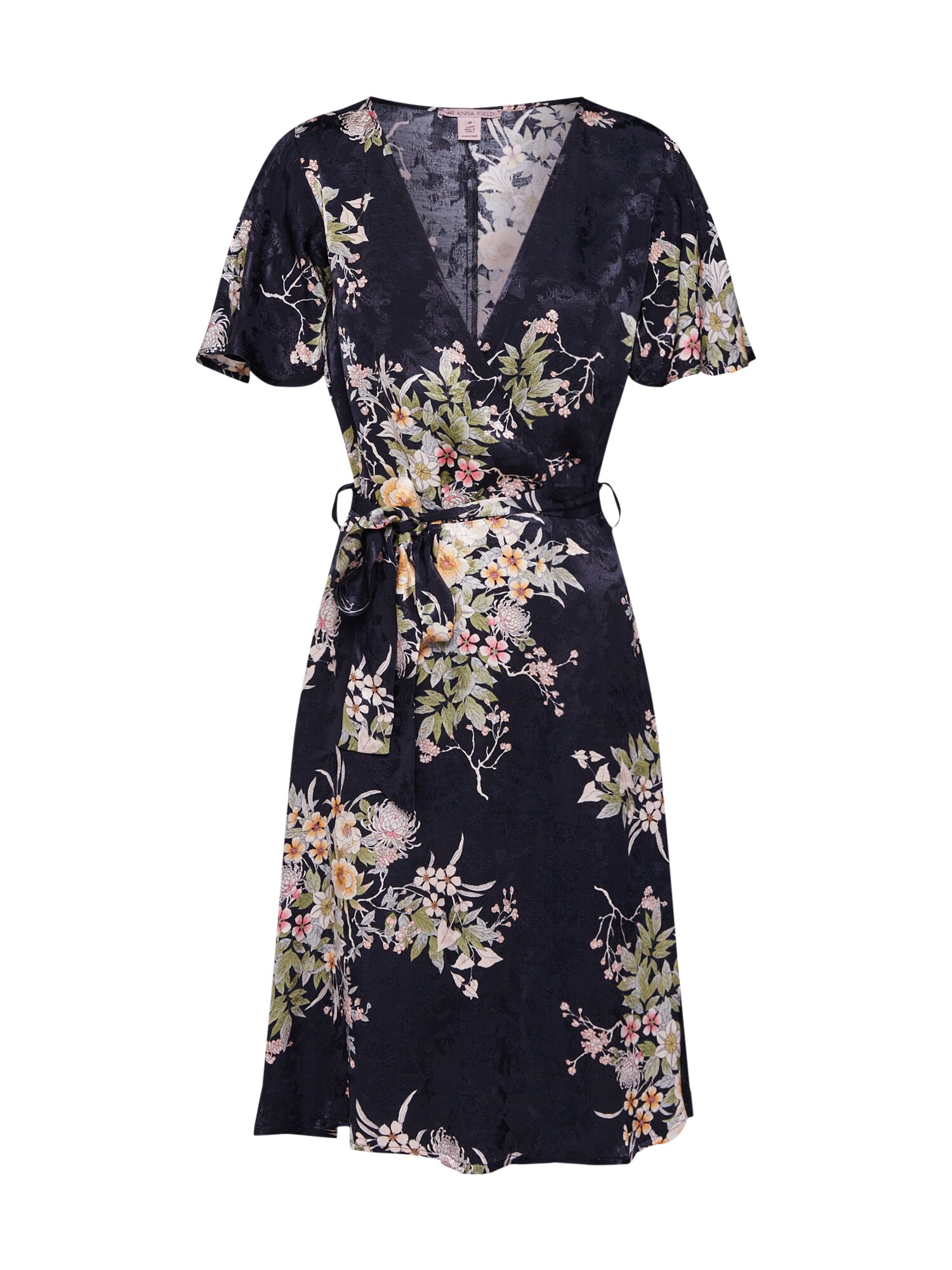 Anna Field Jurk 'floral wrap dress' donkerblauw / wit