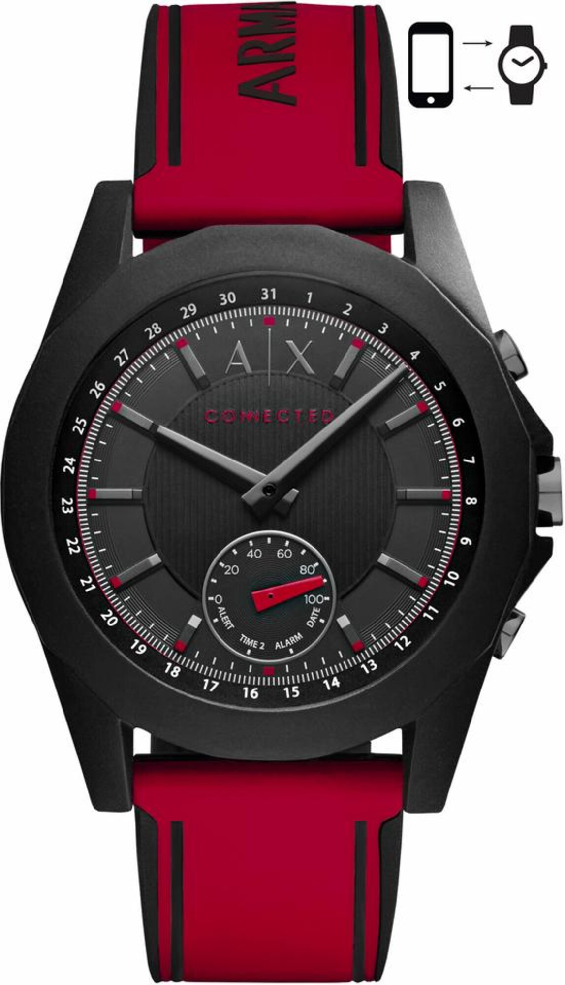 Armani Exchange Connected AXT1005 Smartwatch (Android Wear) rot / schwarz