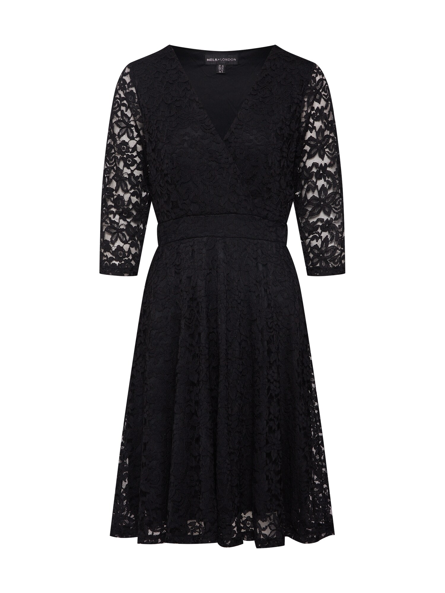 Mela London Kokteilinė suknelė 'DELICATE LACE LONG SLEEVE DRESS'  juoda