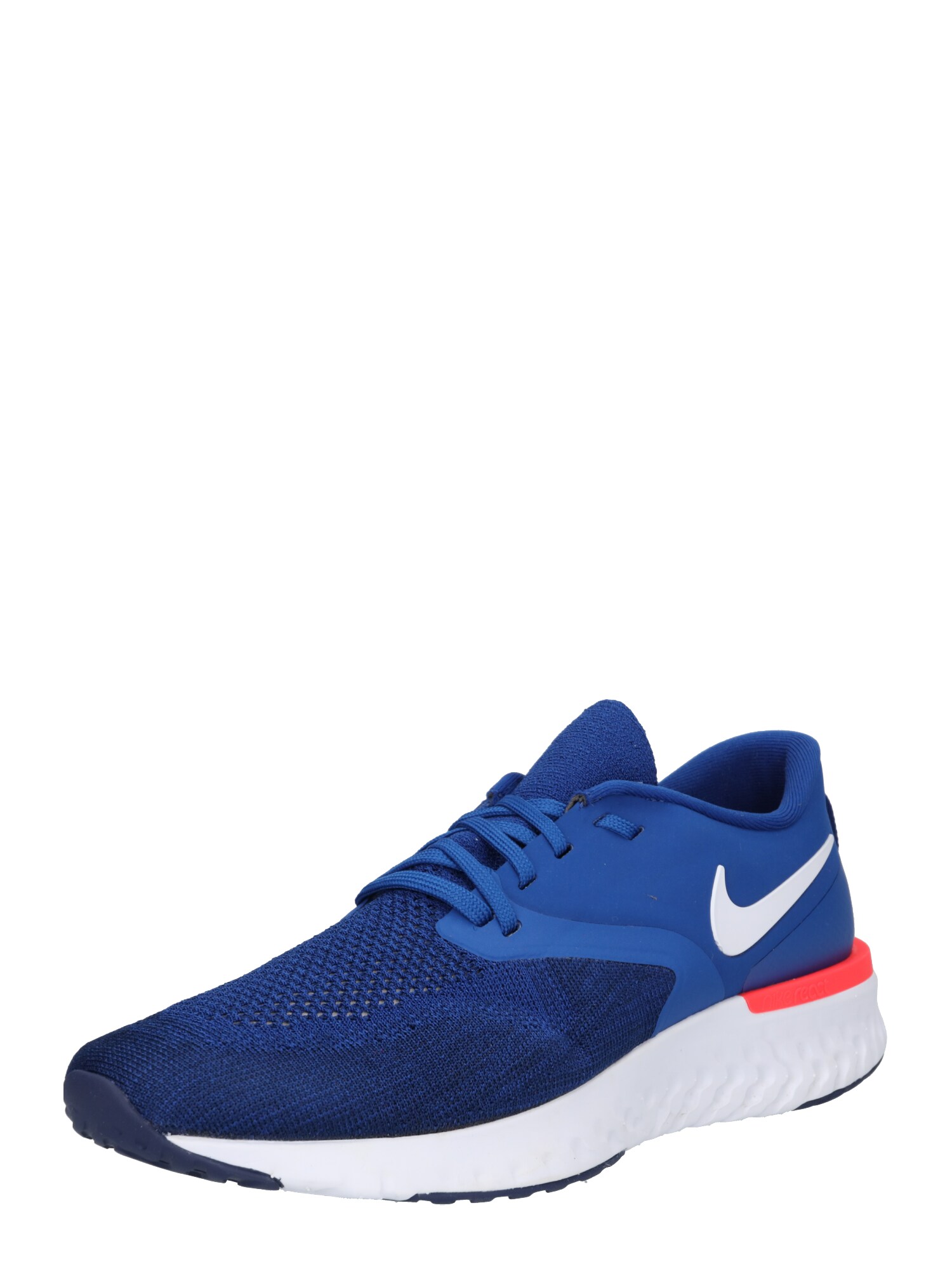 Nike Heren Loopschoen Odyssey React Flyknit 2 Blauw Saffier Cranberry Wit nike kopen in de aanbieding