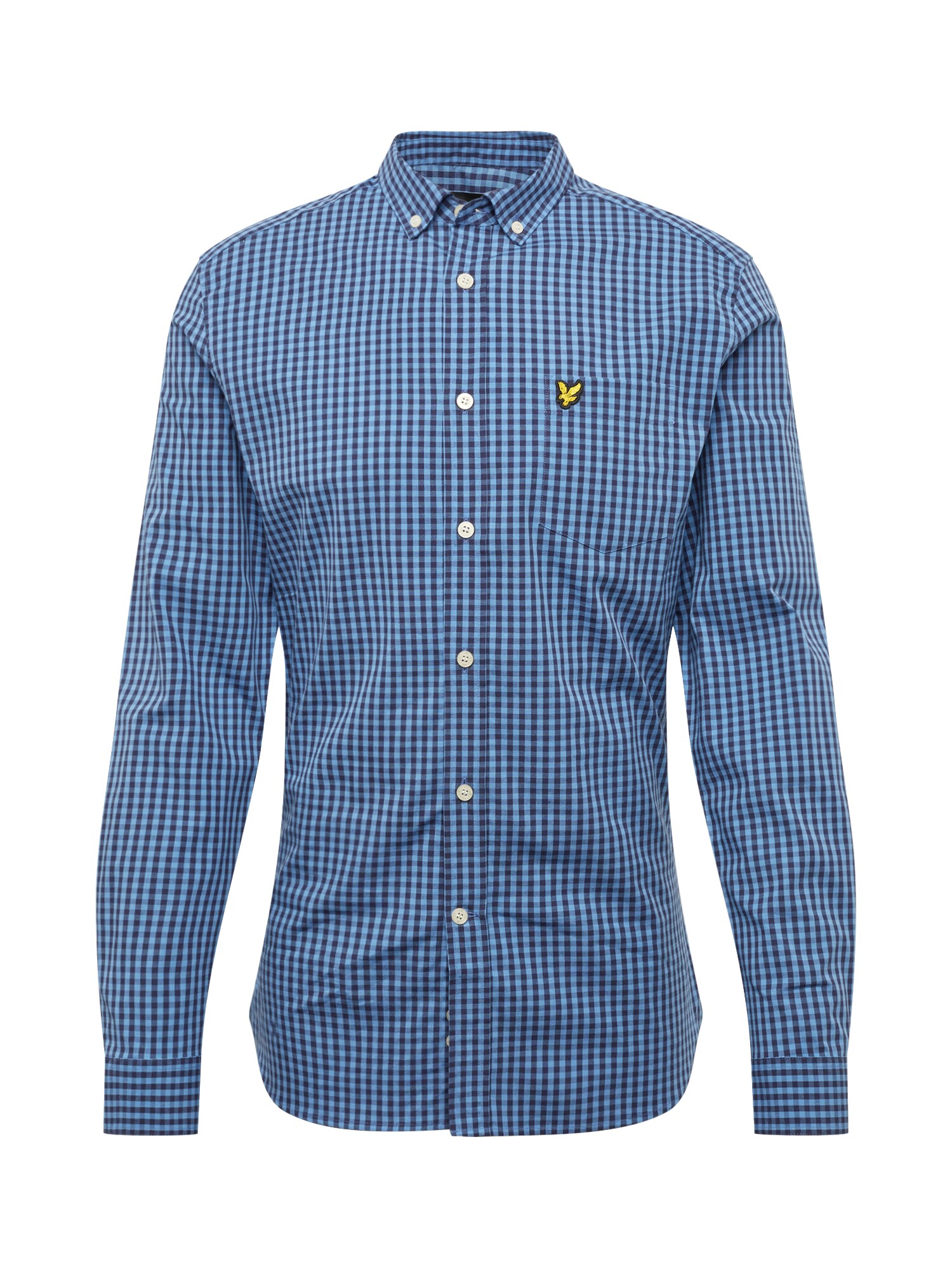 Lyle & Scott Dalykiniai marškiniai 'LS Slim Fit Gingham Shirt'  mėlyna / balta