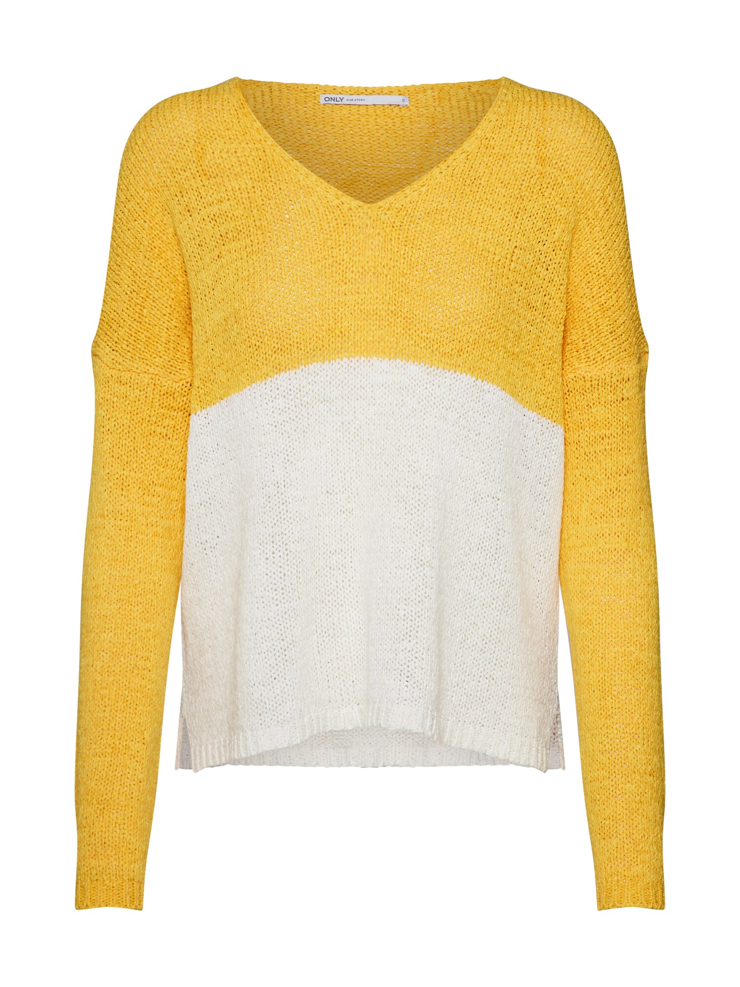 Only Dames Trui New Gabbi Geel Wit only kopen in de aanbieding