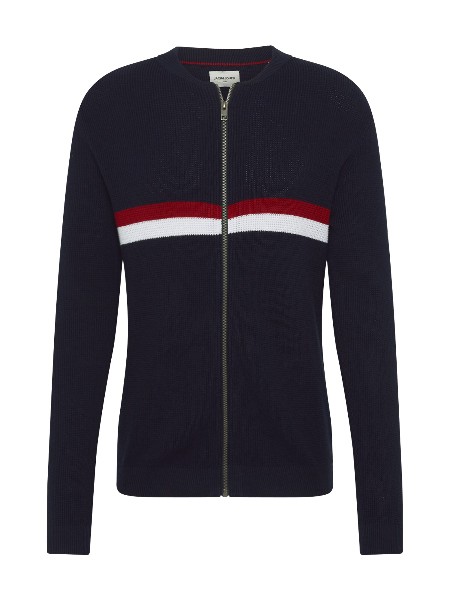 JACK & JONES Kardiganas 'Mountain'  tamsiai mėlyna / raudona / balta