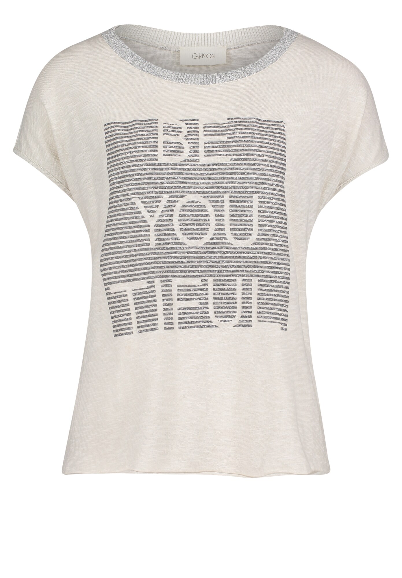 Cartoon Dames Shirt Zilver Wit Gemeleerd cartoon kopen in de aanbieding