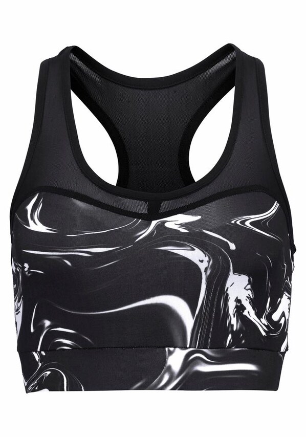 LASCANA ACTIVE, Sport top 'Black Marble', fekete, 2 kép a 6 közül