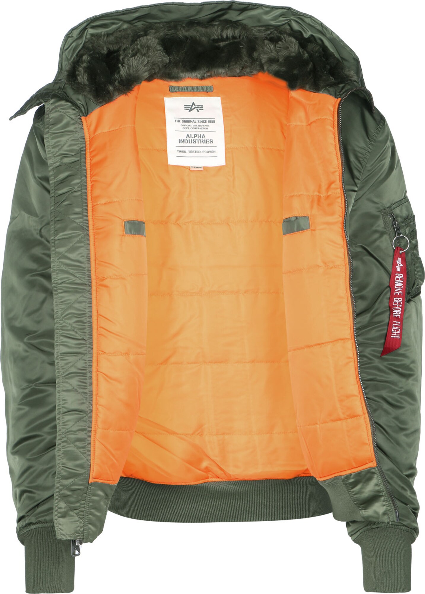 ALPHA INDUSTRIES Zimná bunda 'MA-1' olivová / oranžová / červená / biela (obrázok 4)