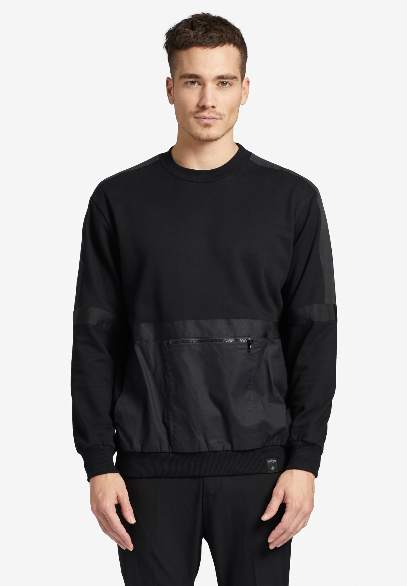 Khujo Heren Sweatshirt Alois Zwart khujo kopen in de aanbieding
