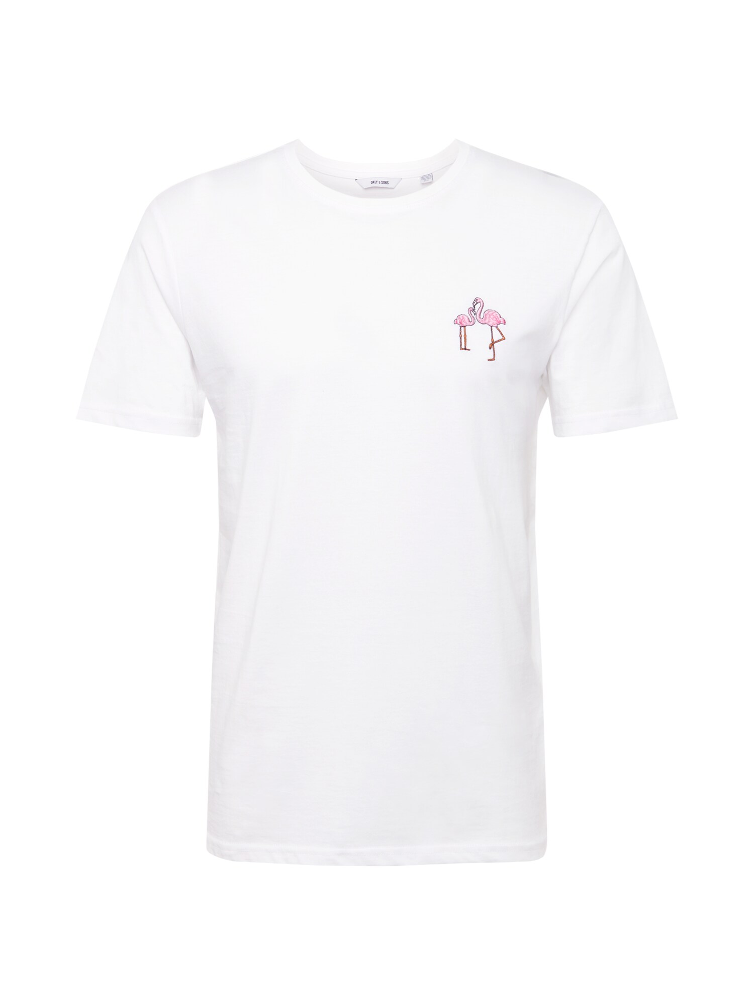 Only Sons Heren Shirt Embroidery Ss Reg Pink Wit only sons kopen in de aanbieding