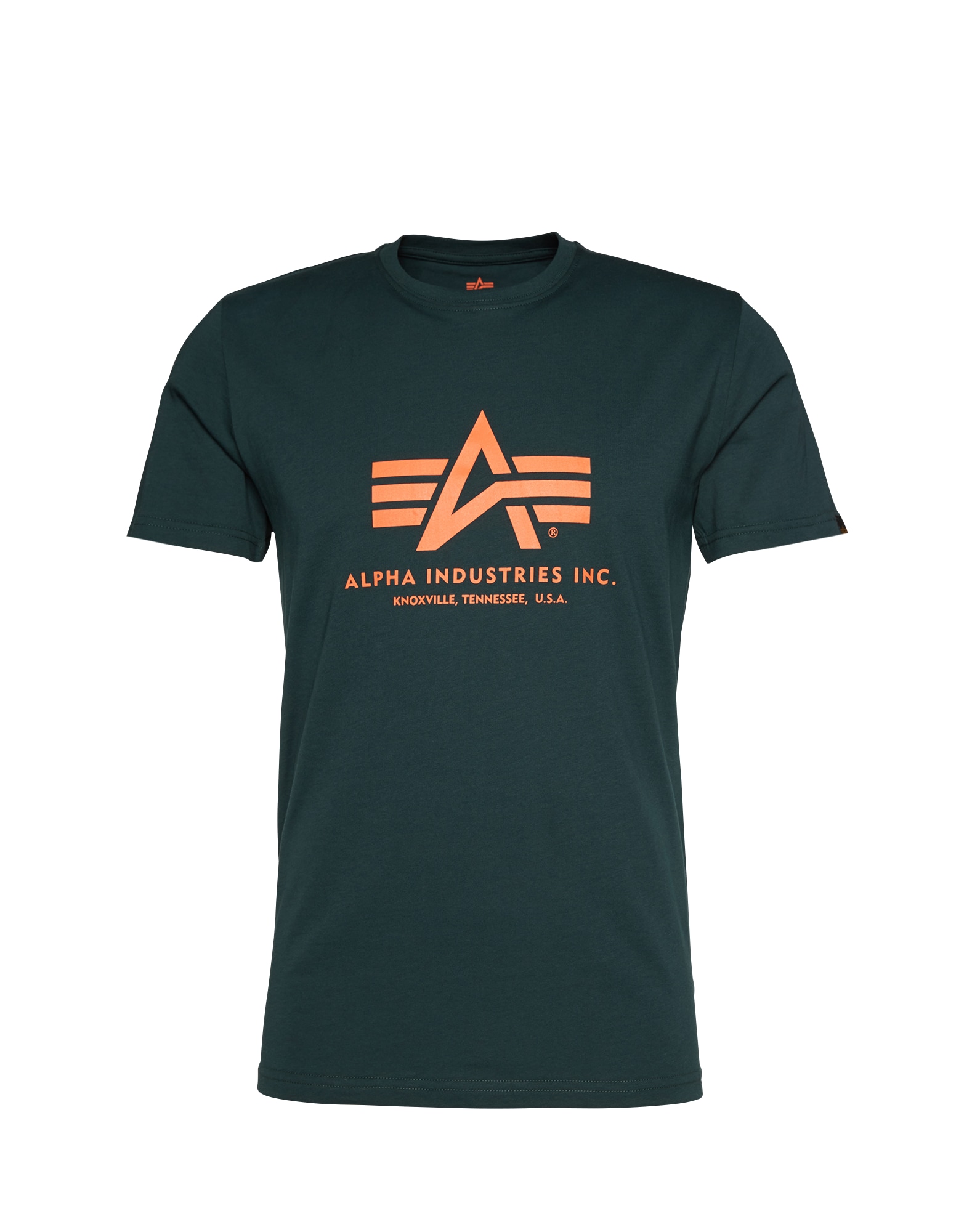 ALPHA INDUSTRIES Tričko  tmavozelená / oranžová