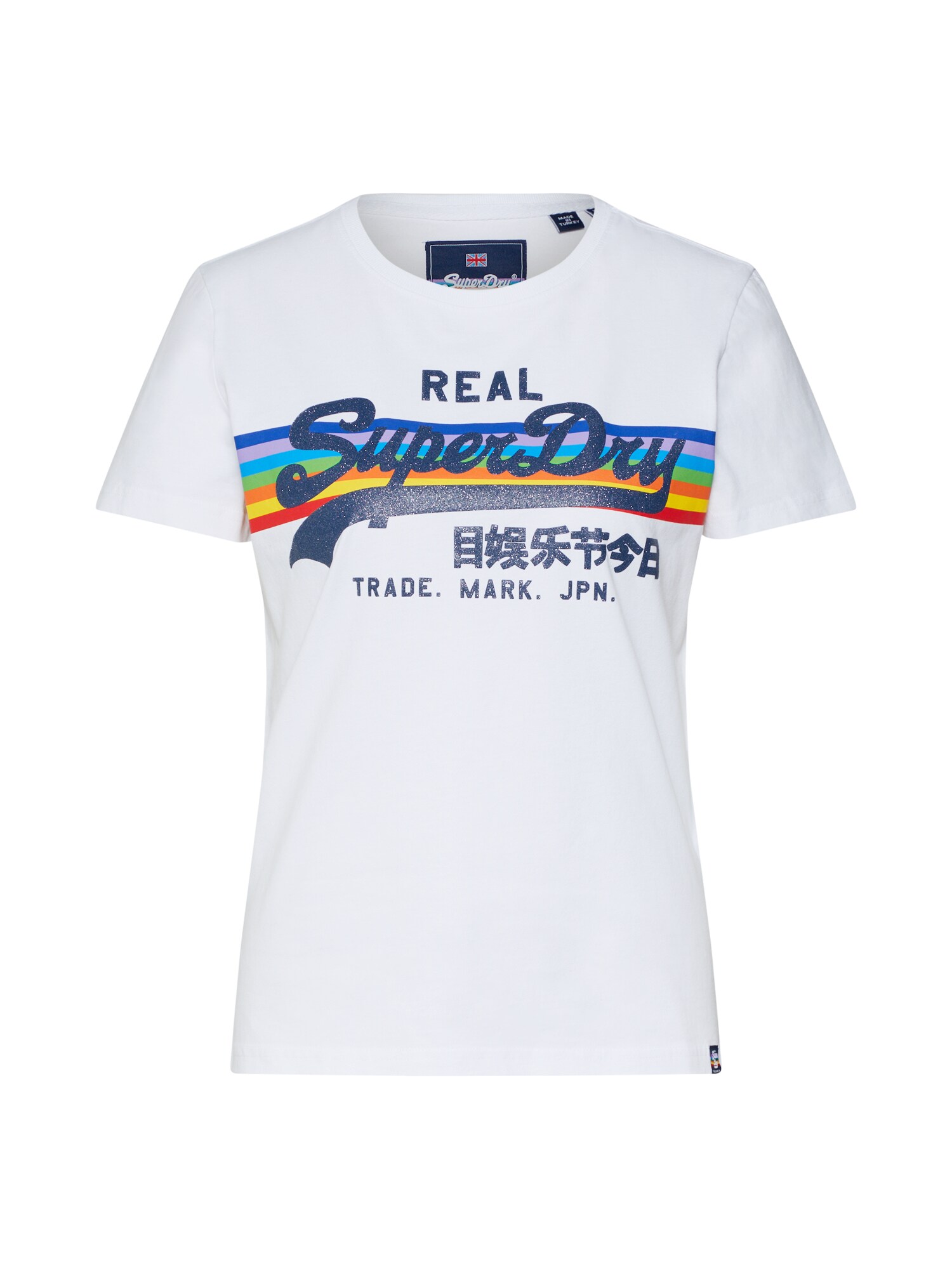 Superdry Dames Shirt V Logo Retro Rainbow Entry Tee Gemengde Kleuren Wit superdry kopen in de aanbieding
