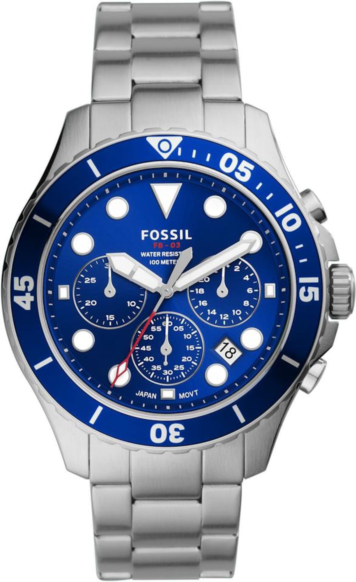 FOSSIL Analoginis (įprastinio dizaino) laikrodis  sidabrinė / mėlyna