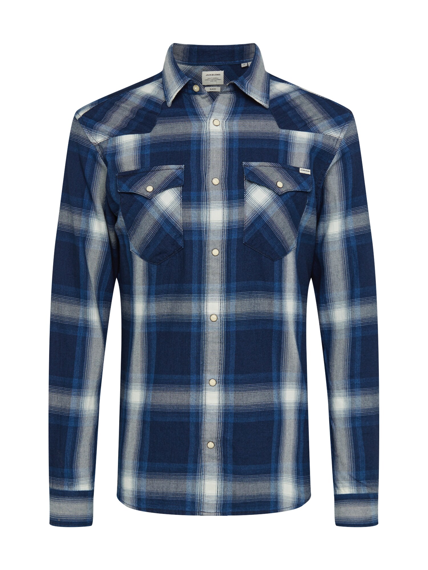 JACK & JONES Dalykiniai marškiniai 'WESTERN'  tamsiai mėlyna / balta