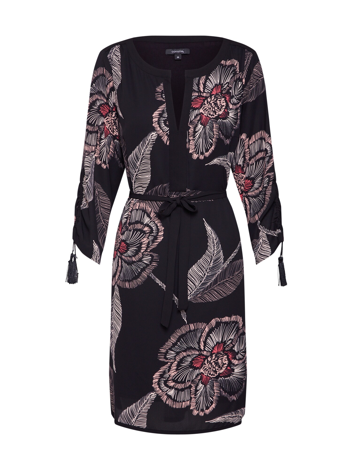 Comma Dames Jurk Gemengde Kleuren Zwart comma kopen in de aanbieding